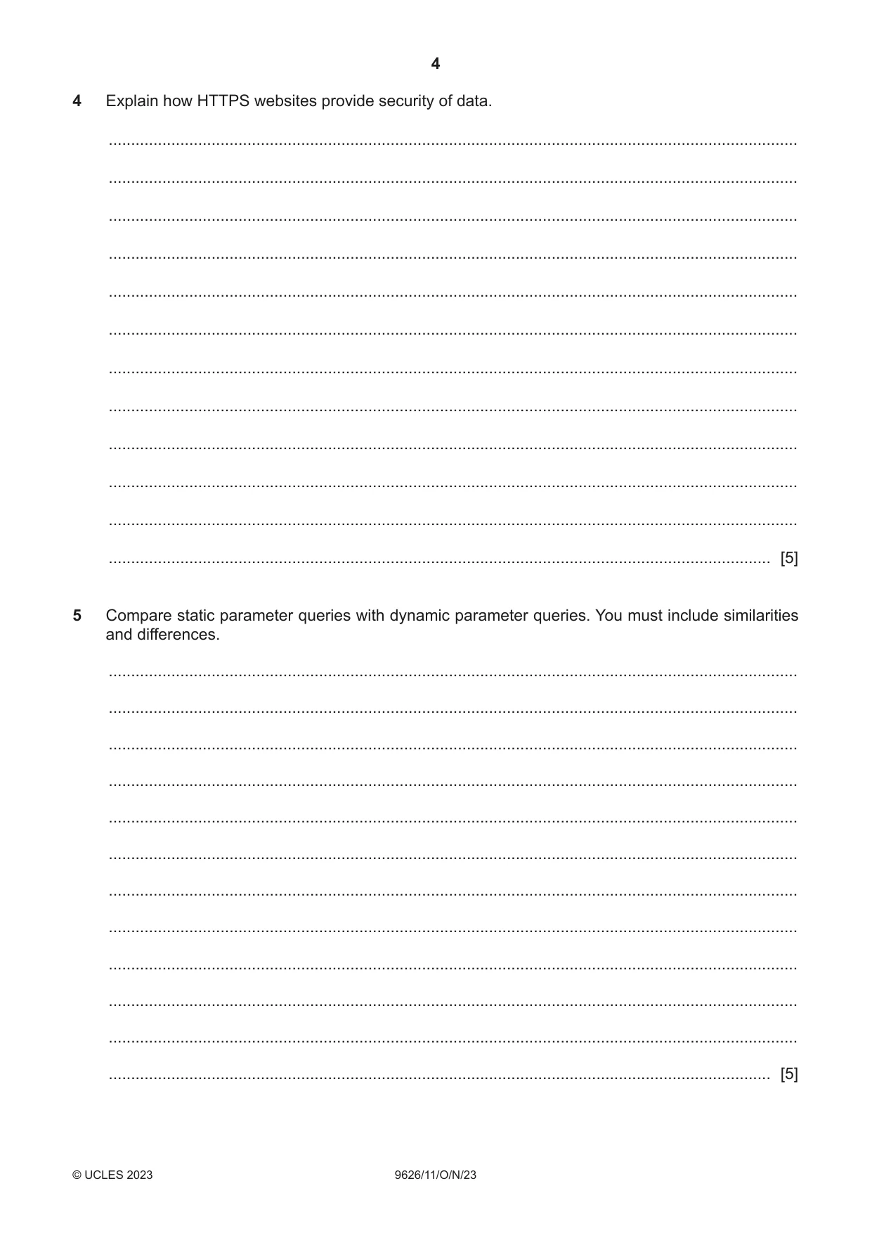 Cambridge A Level Information Technology (from 2017) 9626 2023 Oct/Nov Paper 1 · Variant 1 question paper, page 4 of 12