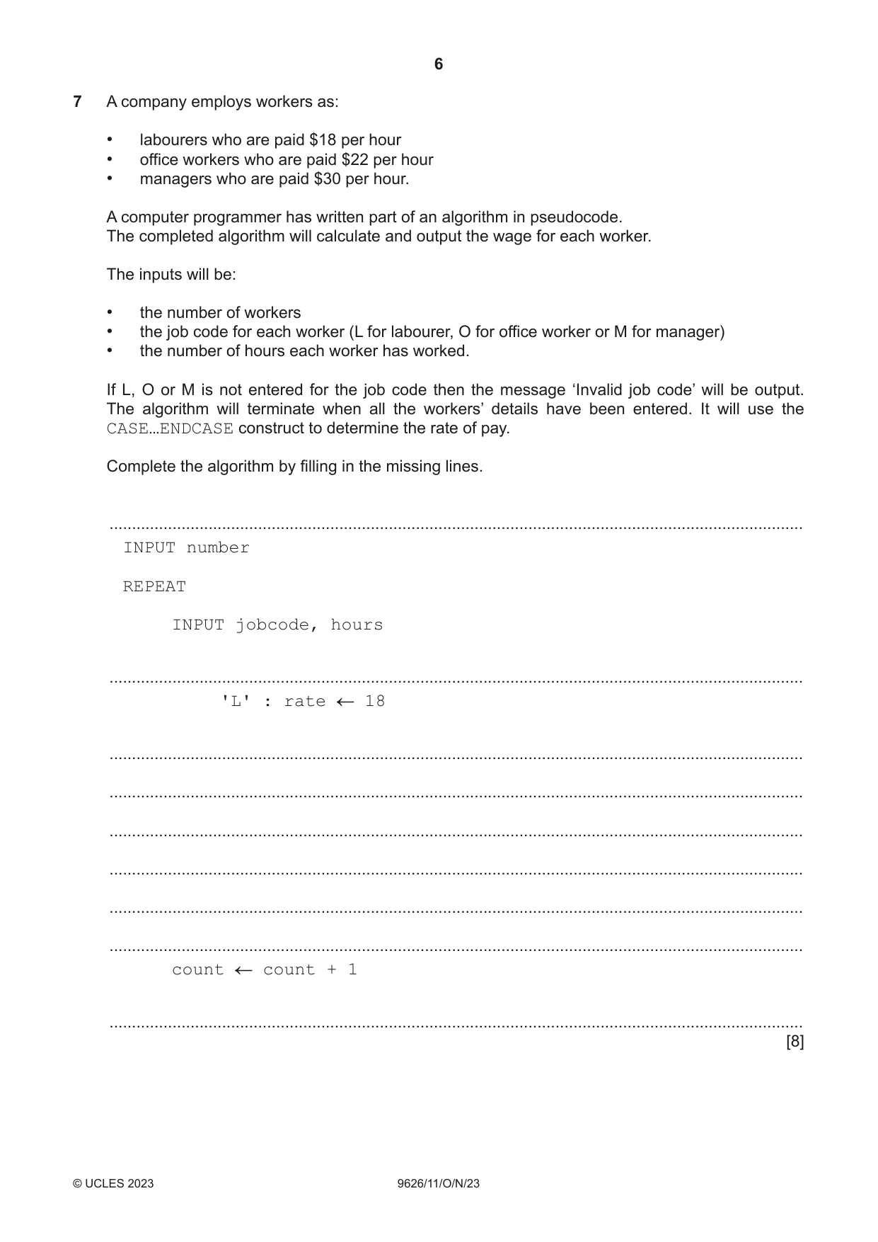 Cambridge A Level Information Technology (from 2017) 9626 2023 Oct/Nov Paper 1 · Variant 1 question paper, page 6 of 12