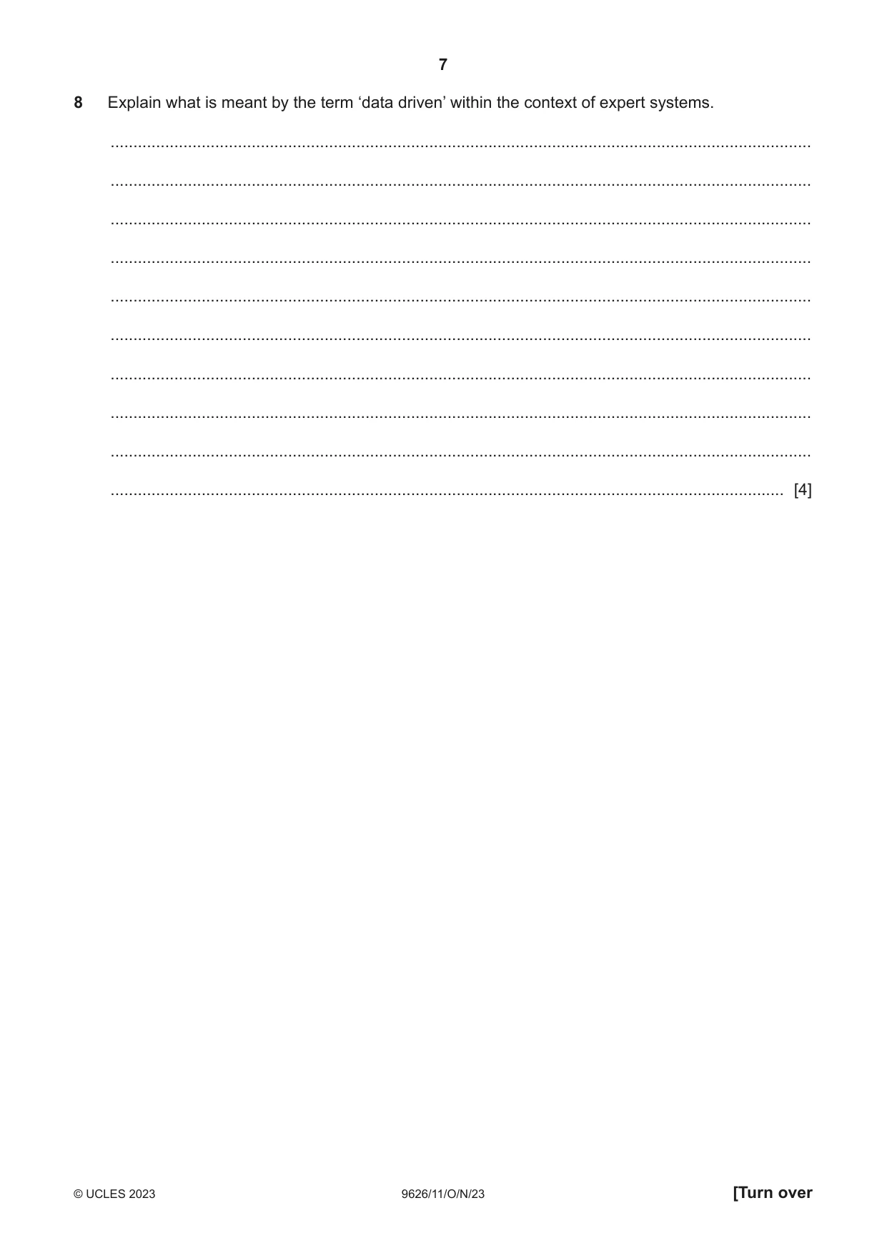 Cambridge A Level Information Technology (from 2017) 9626 2023 Oct/Nov Paper 1 · Variant 1 question paper, page 7 of 12