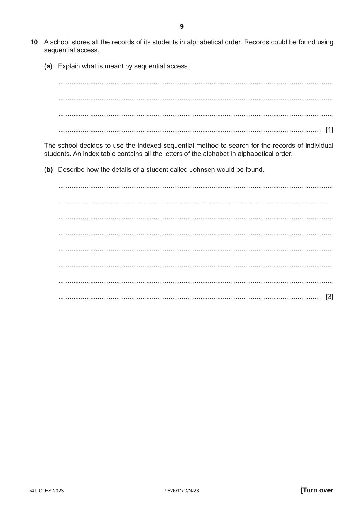 Cambridge A Level Information Technology (from 2017) 9626 2023 Oct/Nov Paper 1 · Variant 1 question paper, page 9 of 12