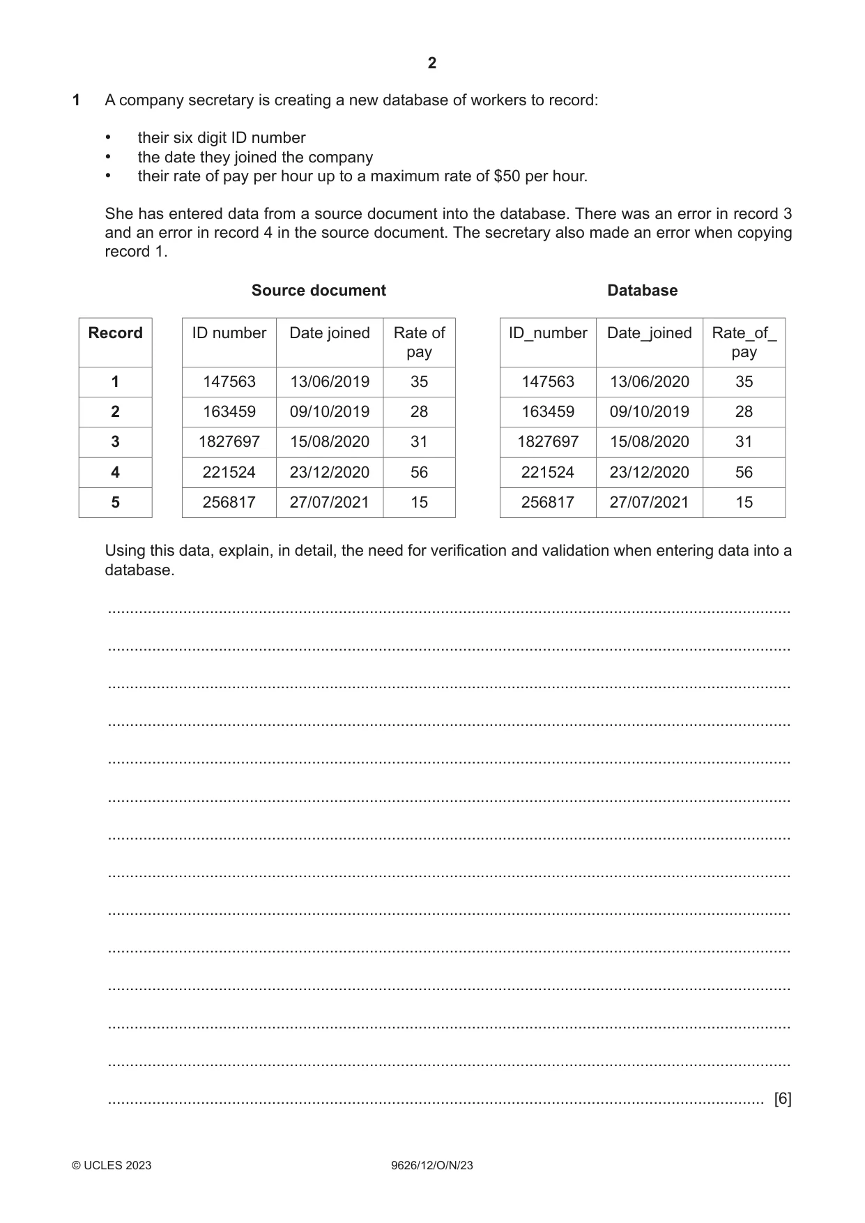 Cambridge A Level Information Technology (from 2017) 9626 2023 Oct/Nov Paper 1 · Variant 2 question paper, page 2 of 12
