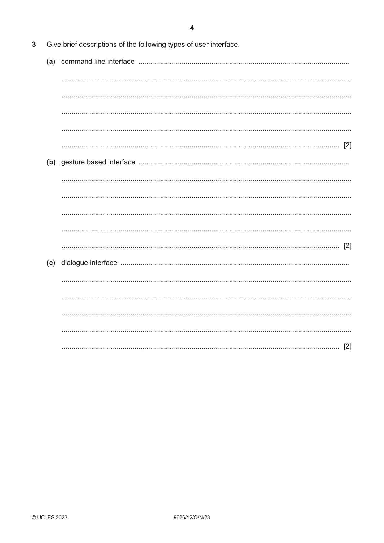Cambridge A Level Information Technology (from 2017) 9626 2023 Oct/Nov Paper 1 · Variant 2 question paper, page 4 of 12