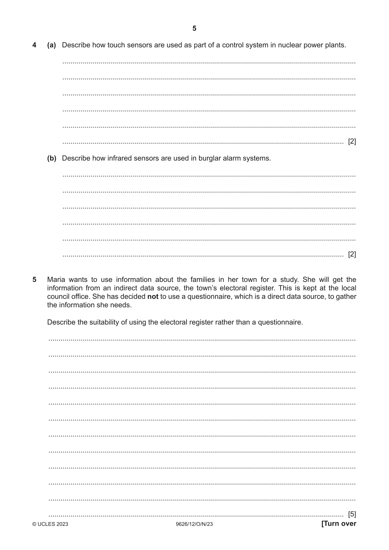 Cambridge A Level Information Technology (from 2017) 9626 2023 Oct/Nov Paper 1 · Variant 2 question paper, page 5 of 12