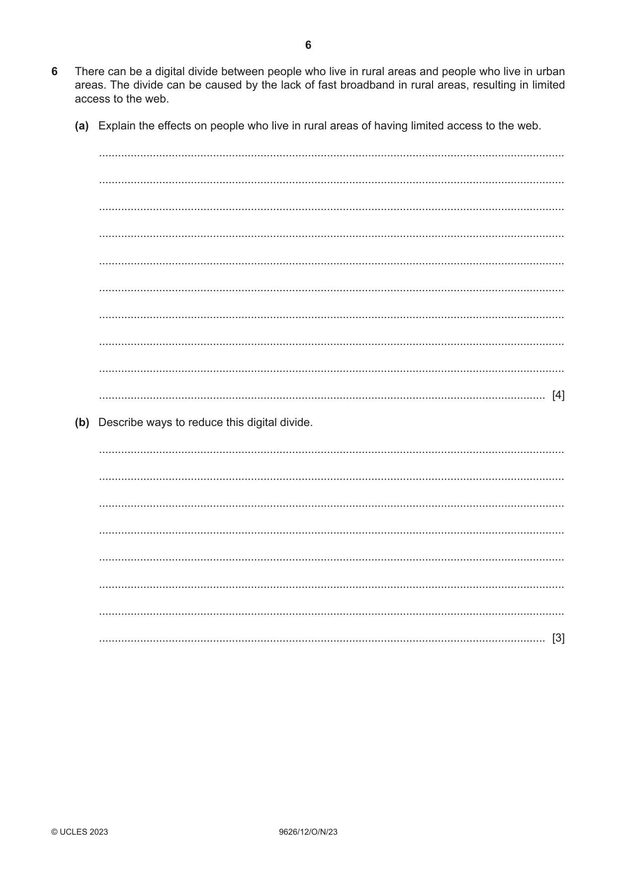 Cambridge A Level Information Technology (from 2017) 9626 2023 Oct/Nov Paper 1 · Variant 2 question paper, page 6 of 12