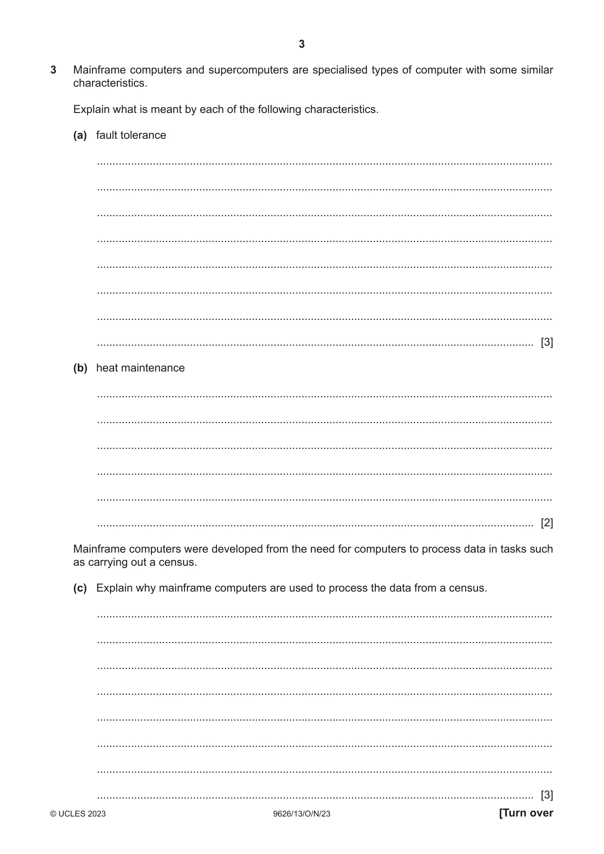 Cambridge A Level Information Technology (from 2017) 9626 2023 Oct/Nov Paper 1 · Variant 3 question paper, page 3 of 12