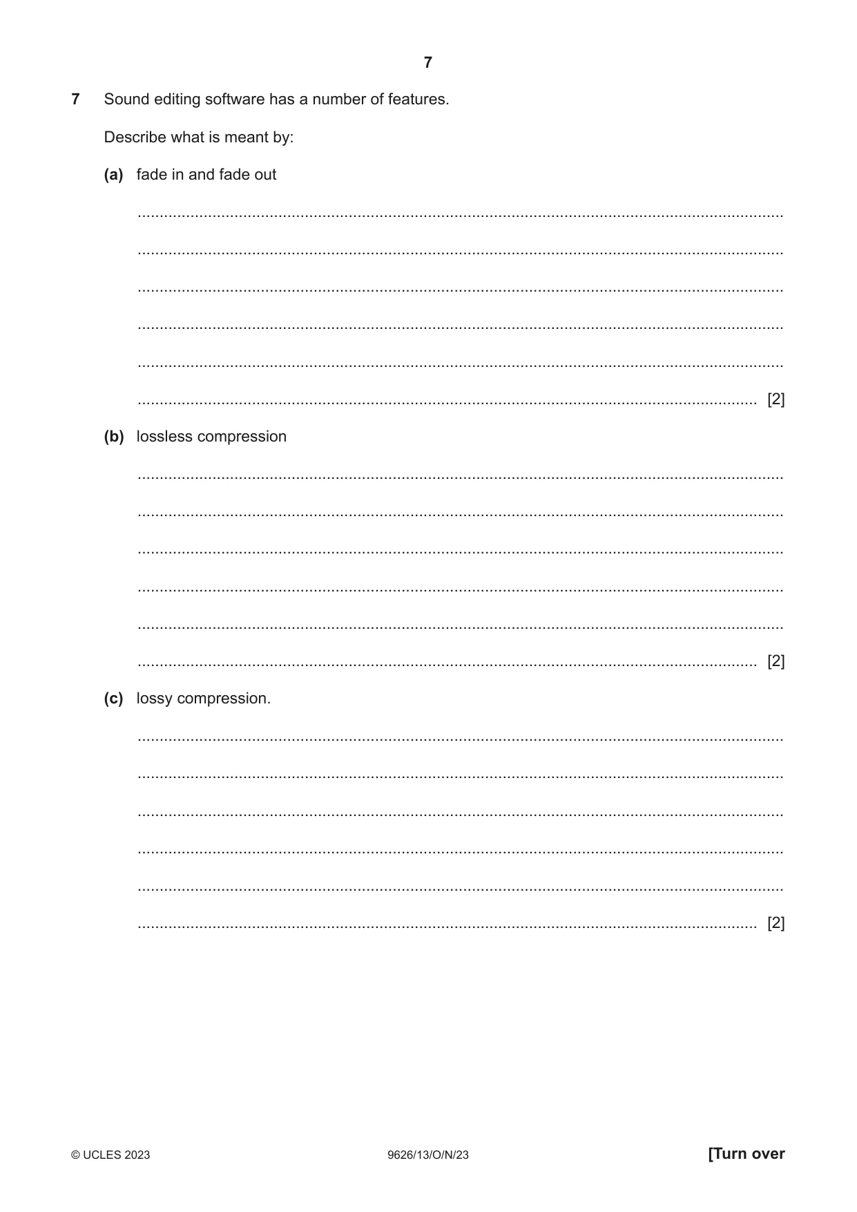 Cambridge A Level Information Technology (from 2017) 9626 2023 Oct/Nov Paper 1 · Variant 3 question paper, page 7 of 12