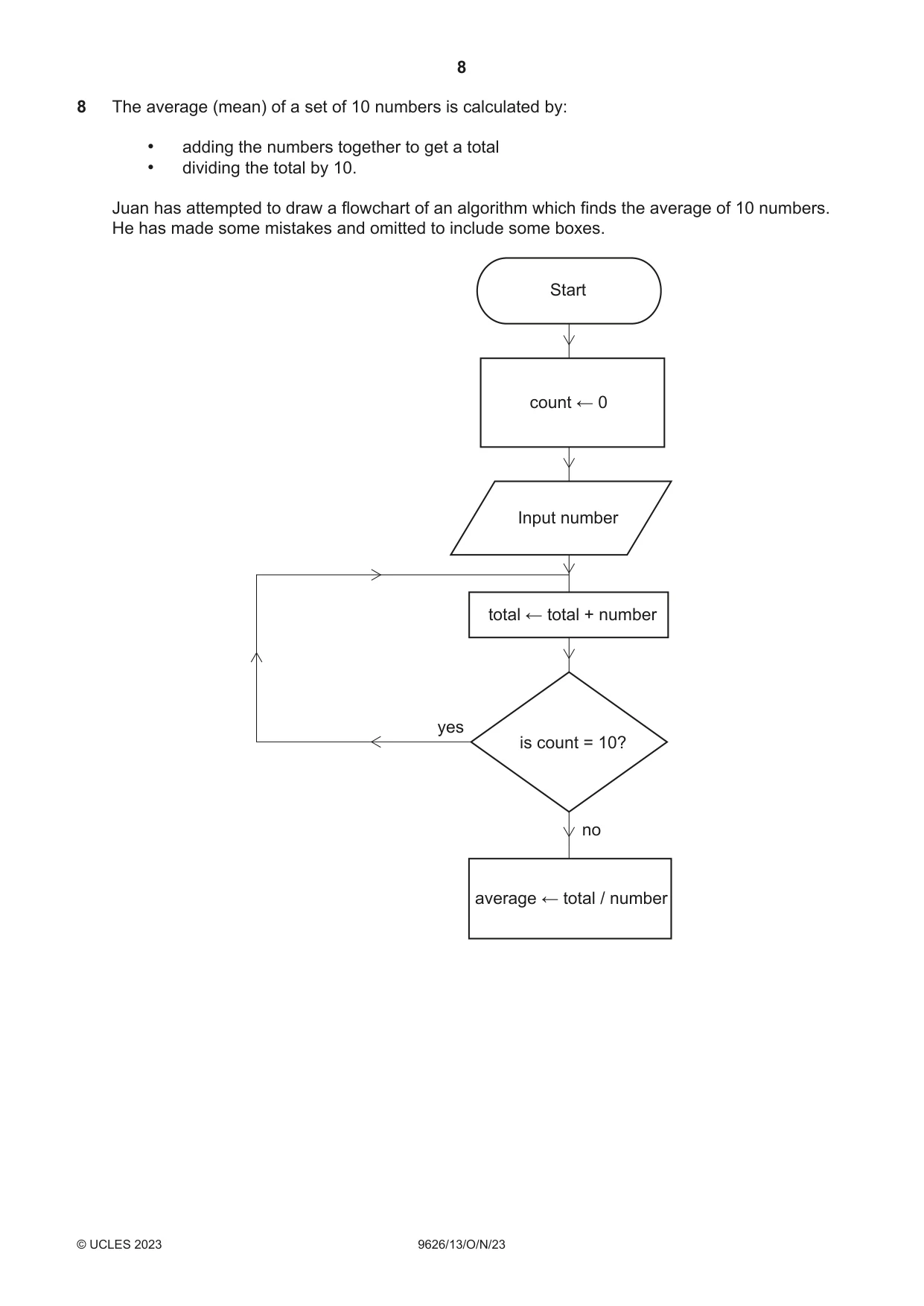 Cambridge A Level Information Technology (from 2017) 9626 2023 Oct/Nov Paper 1 · Variant 3 question paper, page 8 of 12