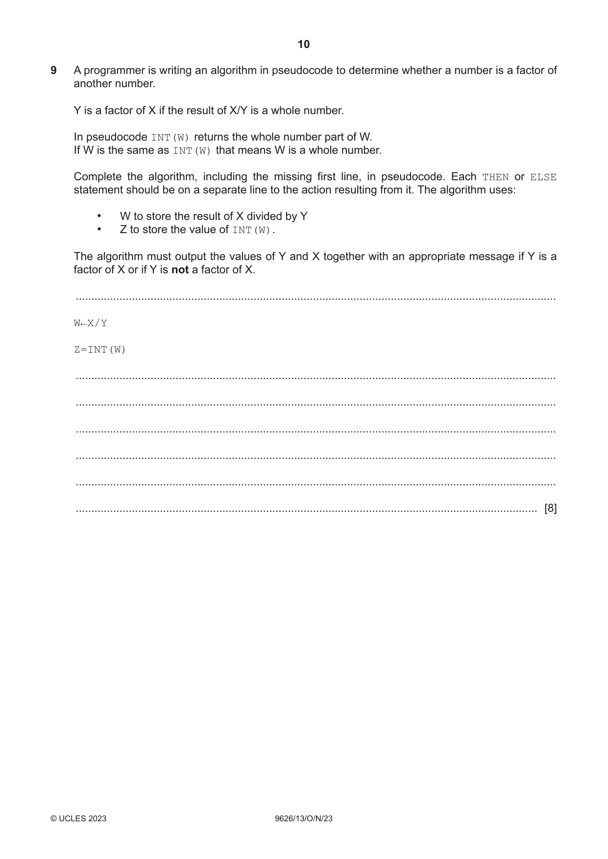 Cambridge A Level Information Technology (from 2017) 9626 2023 Oct/Nov Paper 1 · Variant 3 question paper, page 10 of 12