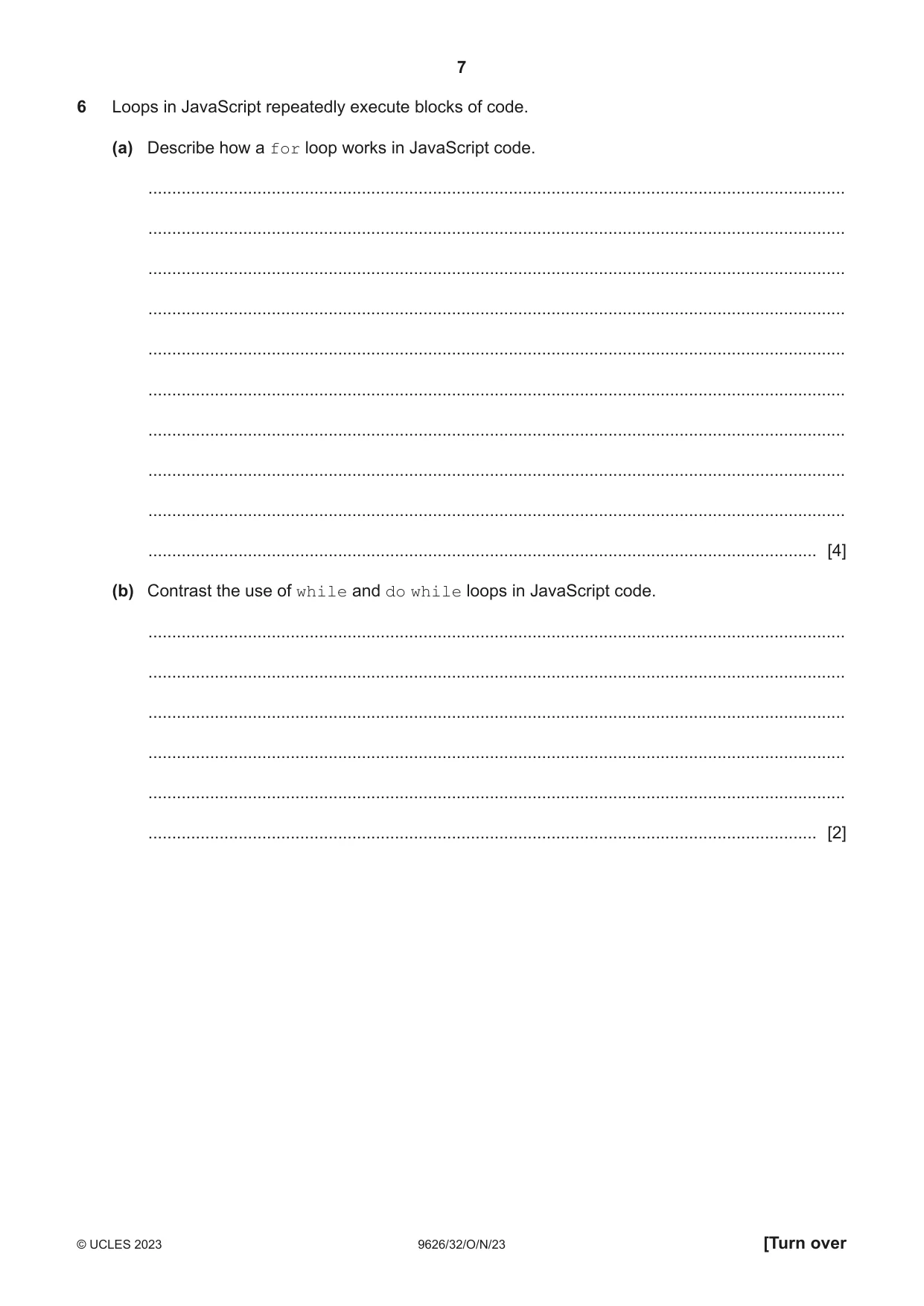 Cambridge A Level Information Technology (from 2017) 9626 2023 Oct/Nov Paper 3 · Variant 2 question paper, page 7 of 12