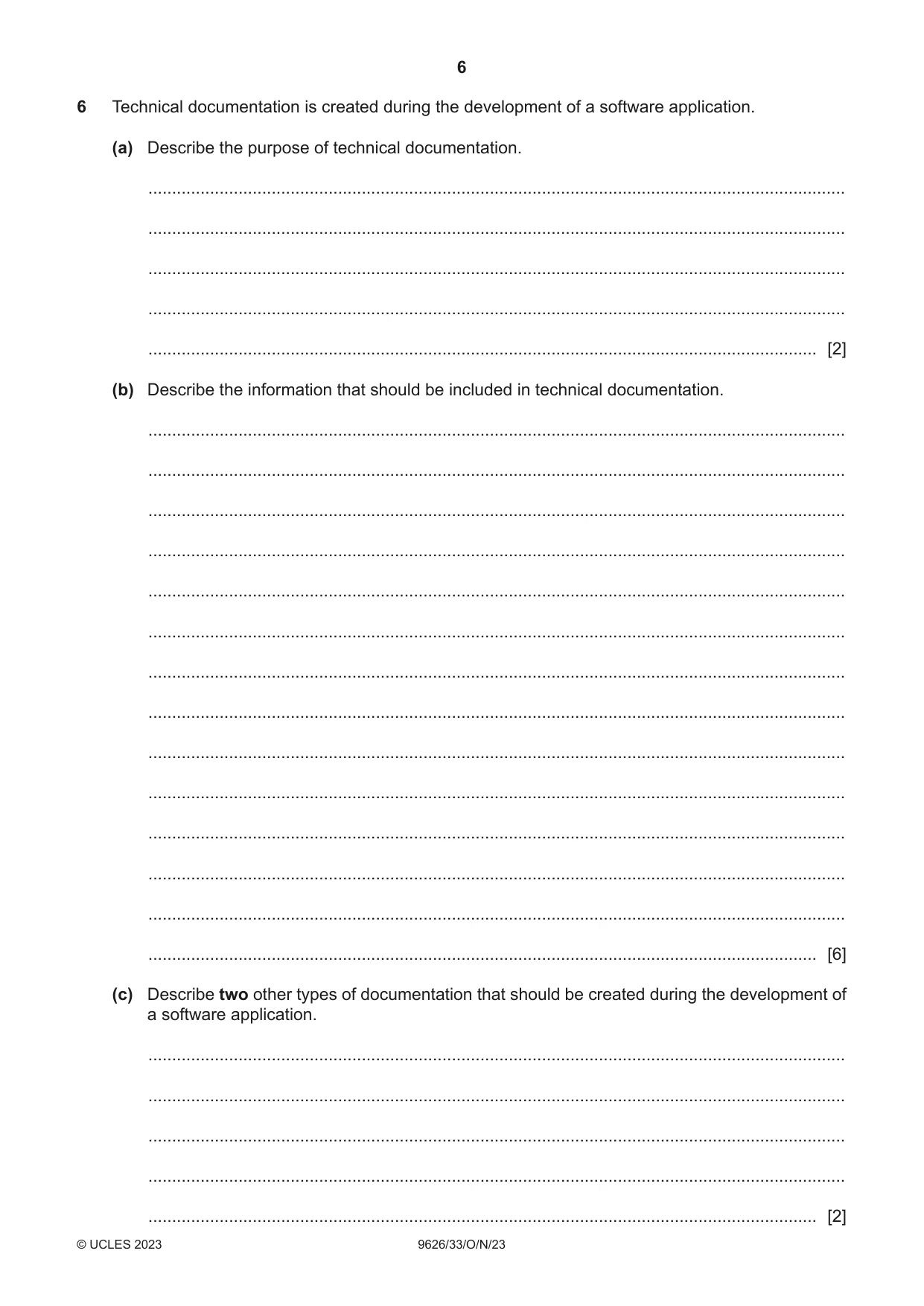 Cambridge A Level Information Technology (from 2017) 9626 2023 Oct/Nov Paper 3 · Variant 3 question paper, page 6 of 12