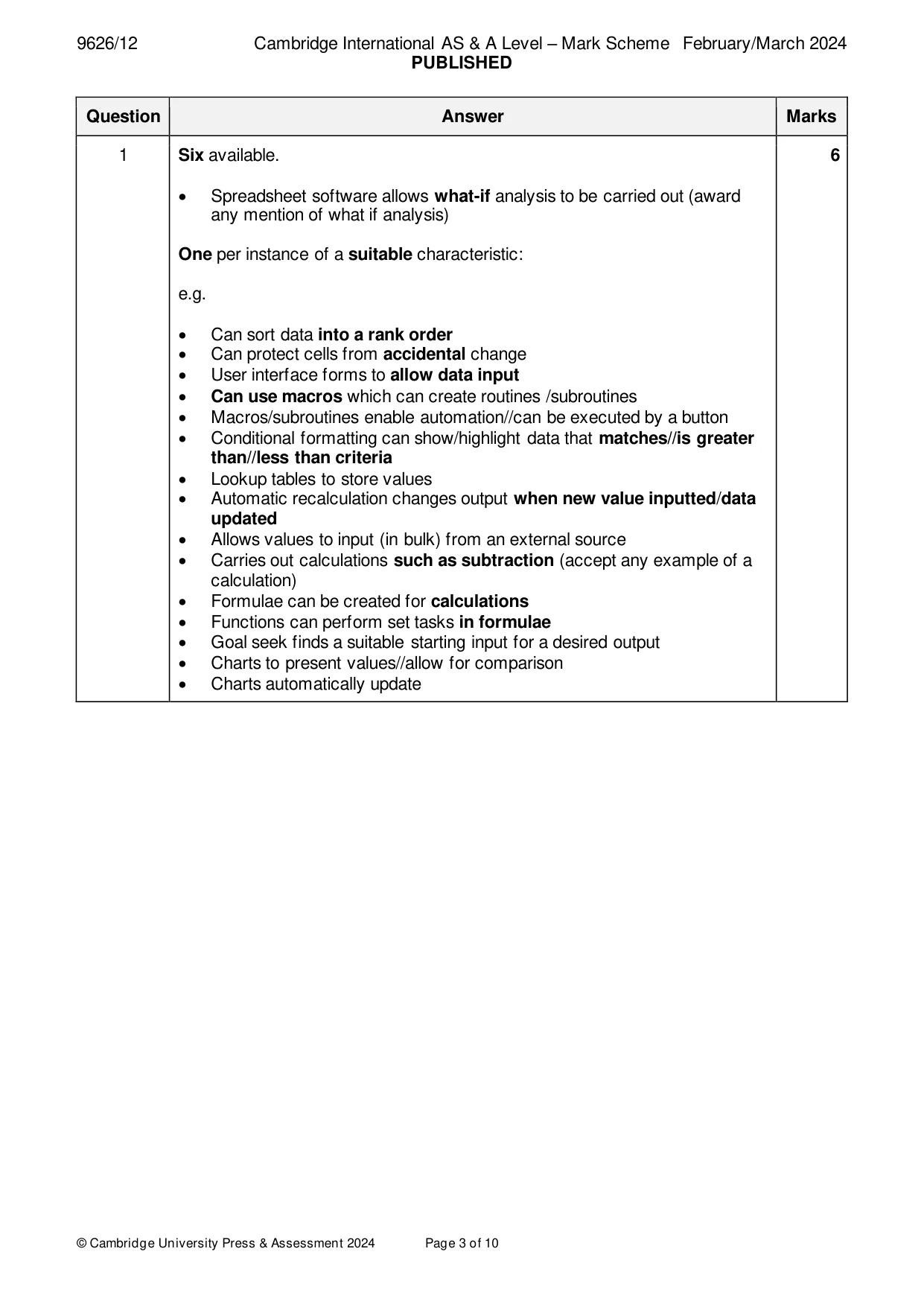 Mark scheme, page 3 of 10