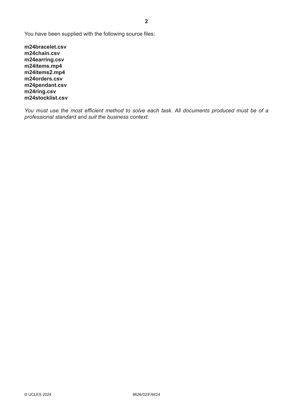 Cambridge A Level Information Technology (from 2017) 9626 2024 Feb/March Paper 2 · Variant 0 question paper, page 2 of 8