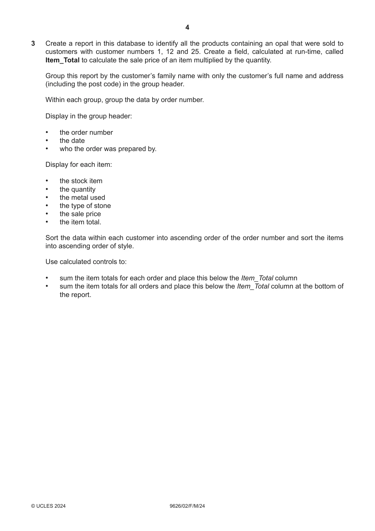 Cambridge A Level Information Technology (from 2017) 9626 2024 Feb/March Paper 2 · Variant 0 question paper, page 4 of 8