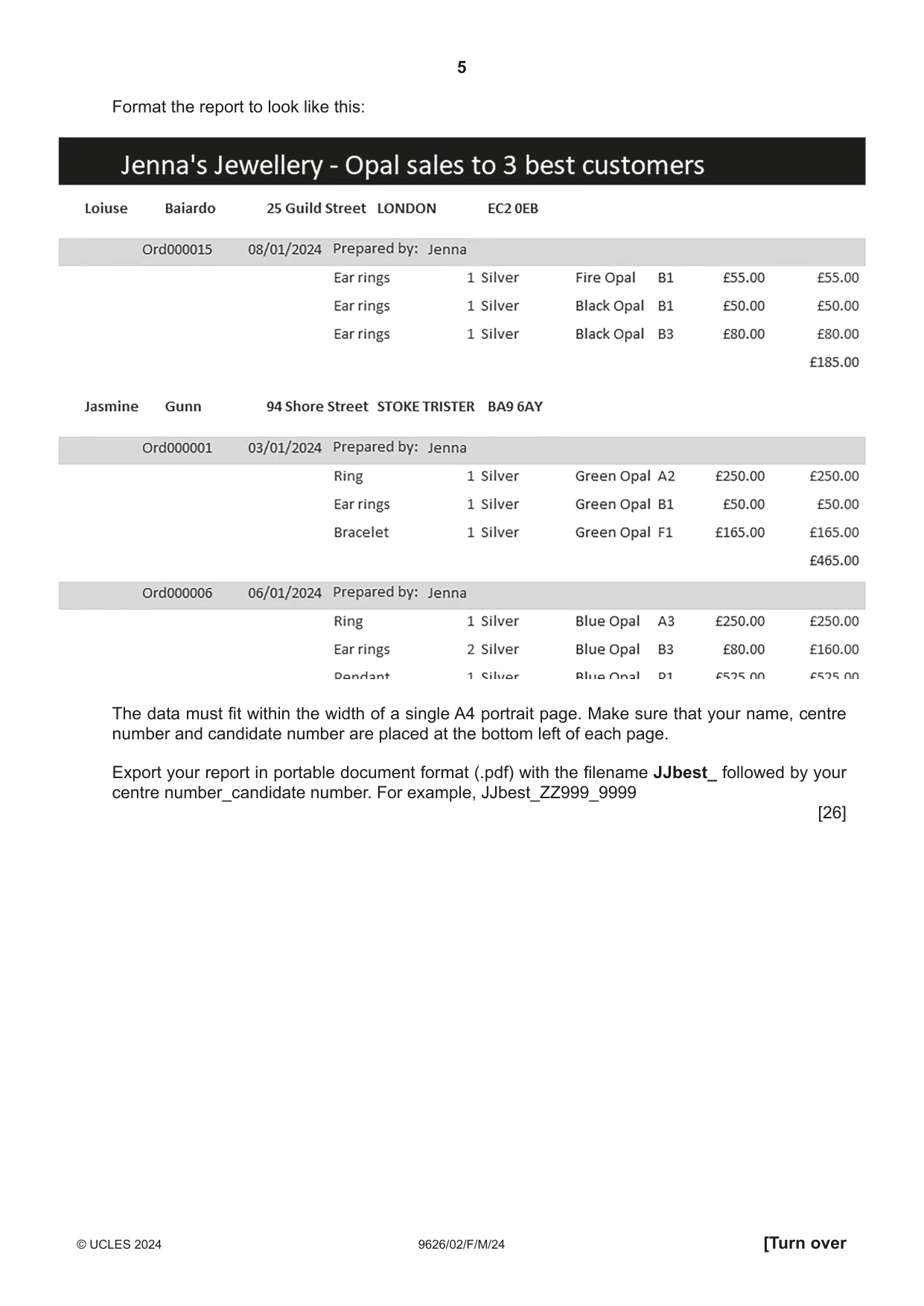 Cambridge A Level Information Technology (from 2017) 9626 2024 Feb/March Paper 2 · Variant 0 question paper, page 5 of 8