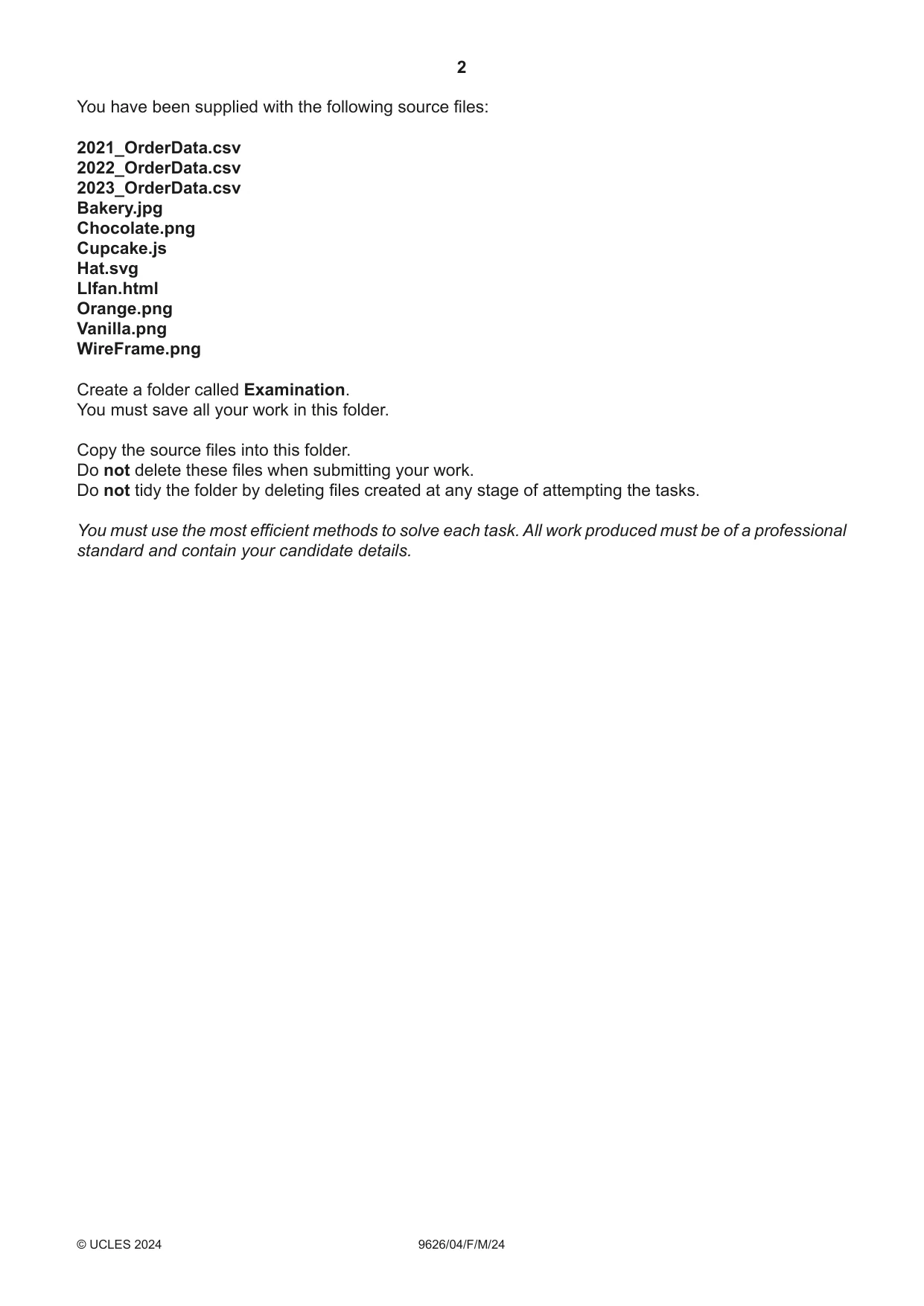 Cambridge A Level Information Technology (from 2017) 9626 2024 Feb/March Paper 4 · Variant 0 question paper, page 2 of 12
