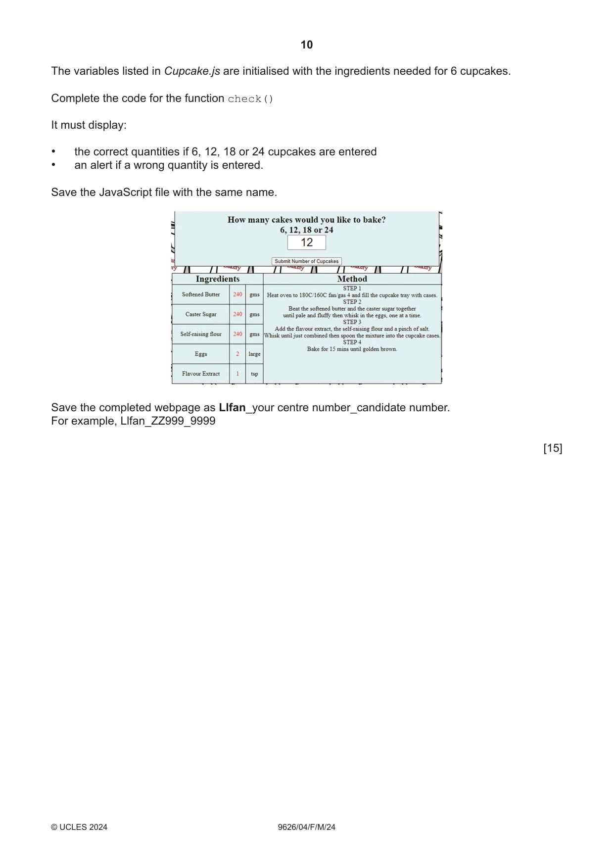 Cambridge A Level Information Technology (from 2017) 9626 2024 Feb/March Paper 4 · Variant 0 question paper, page 10 of 12