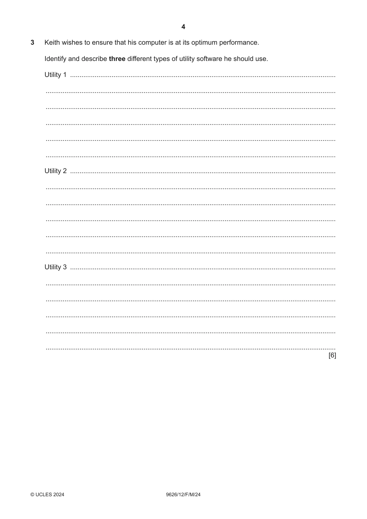 Cambridge A Level Information Technology (from 2017) 9626 2024 Feb/March Paper 1 · Variant 2 question paper, page 4 of 12