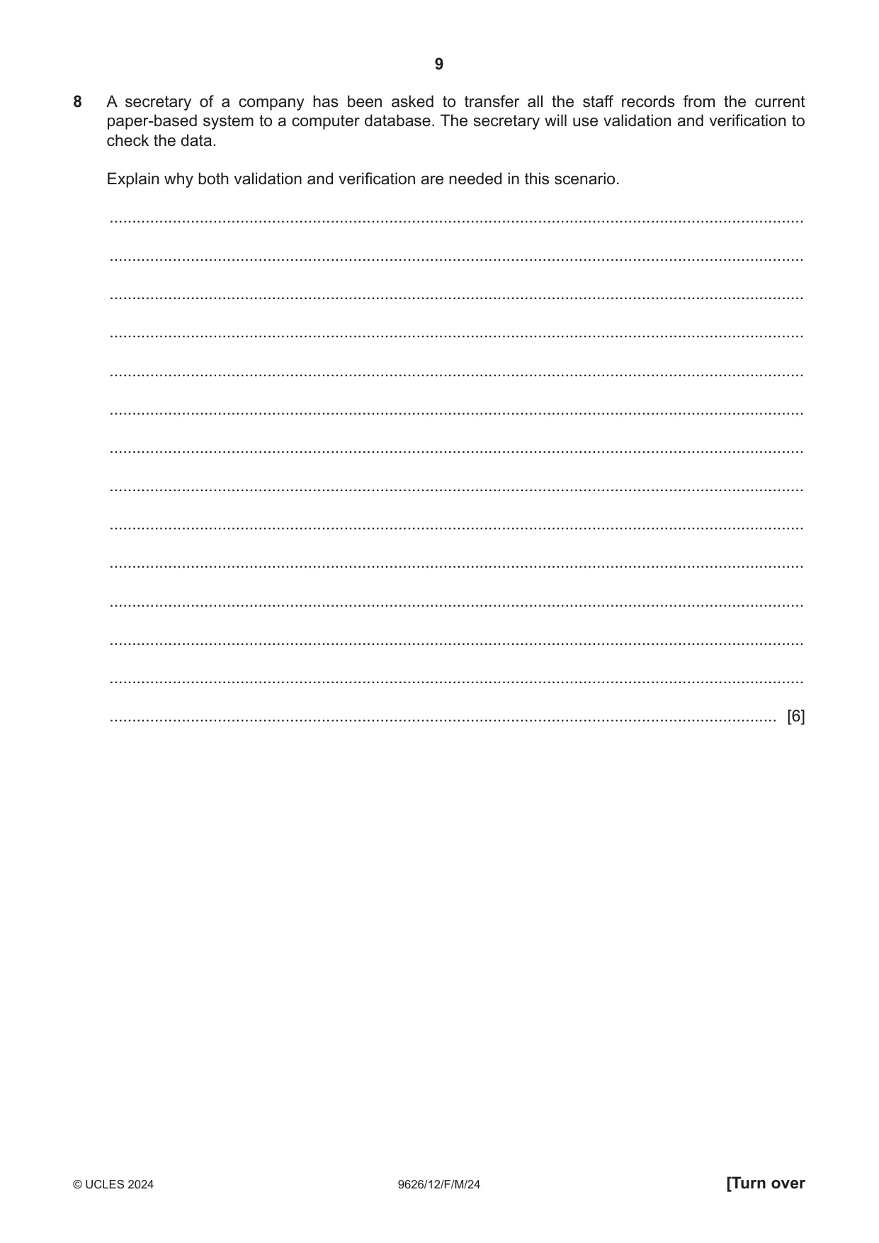 Cambridge A Level Information Technology (from 2017) 9626 2024 Feb/March Paper 1 · Variant 2 question paper, page 9 of 12