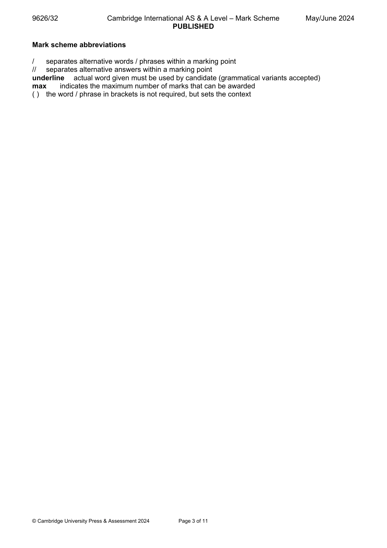 Mark scheme, page 3 of 11