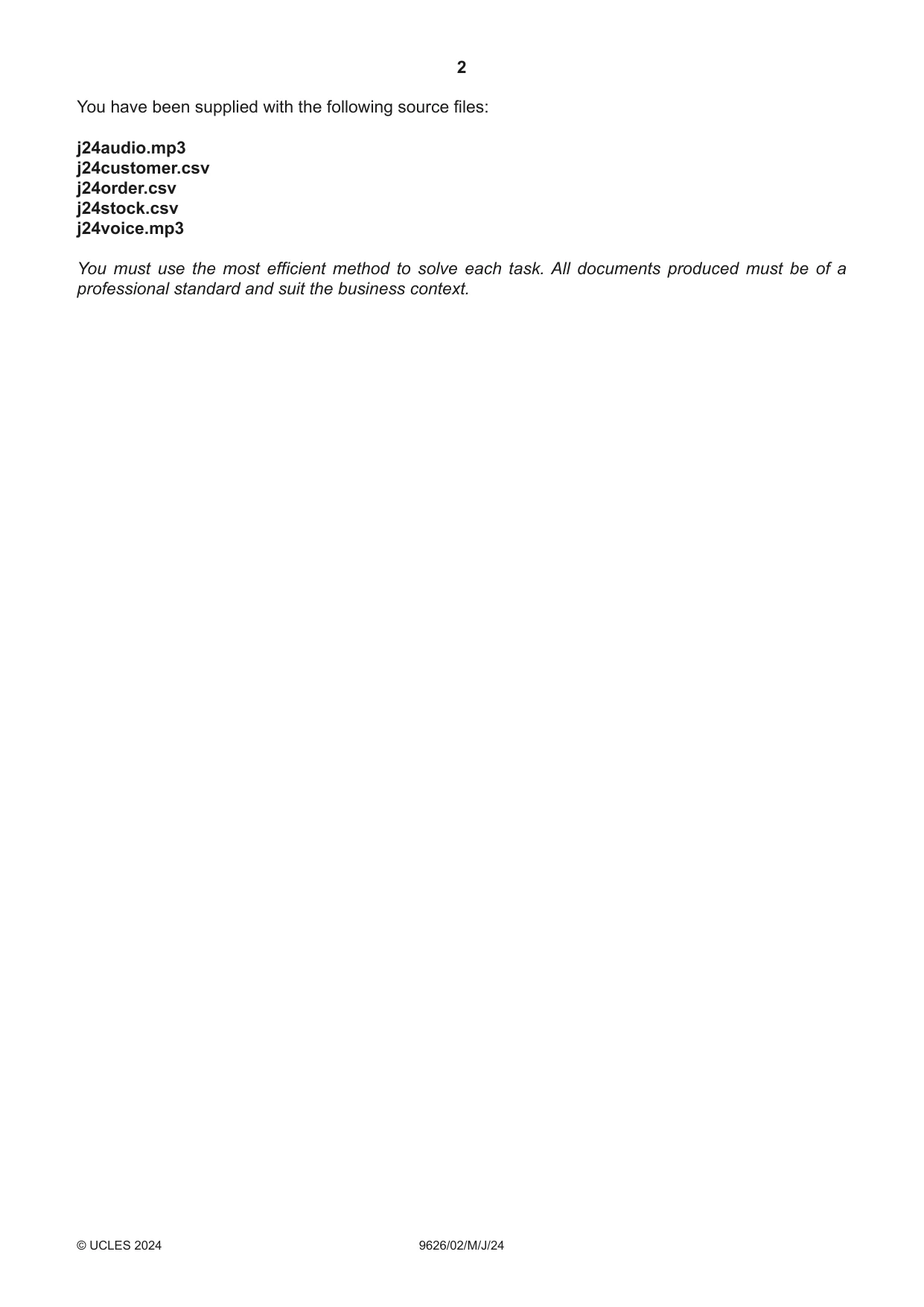 Cambridge A Level Information Technology (from 2017) 9626 2024 May/June Paper 2 · Variant 0 question paper, page 2 of 4