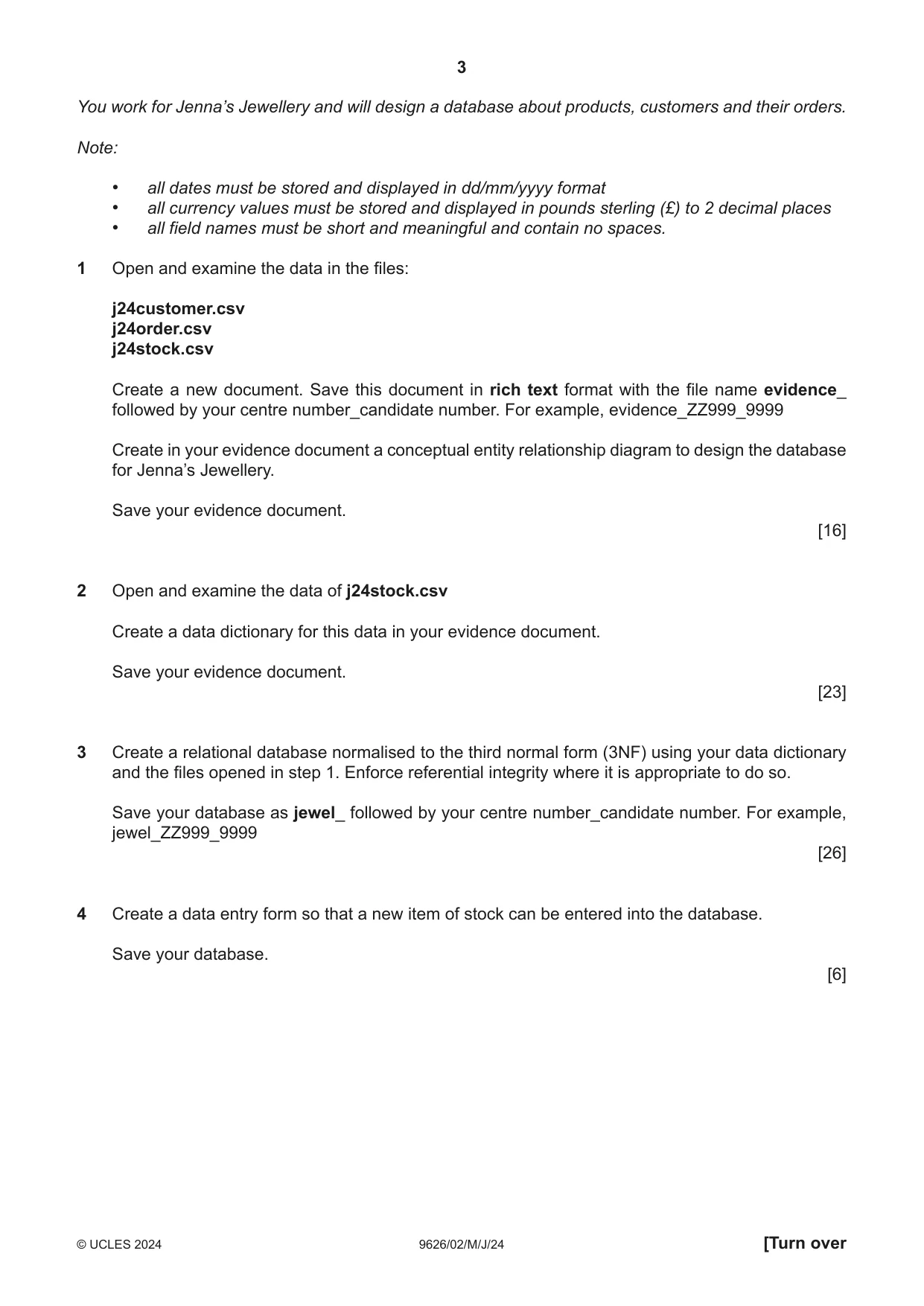 Cambridge A Level Information Technology (from 2017) 9626 2024 May/June Paper 2 · Variant 0 question paper, page 3 of 4
