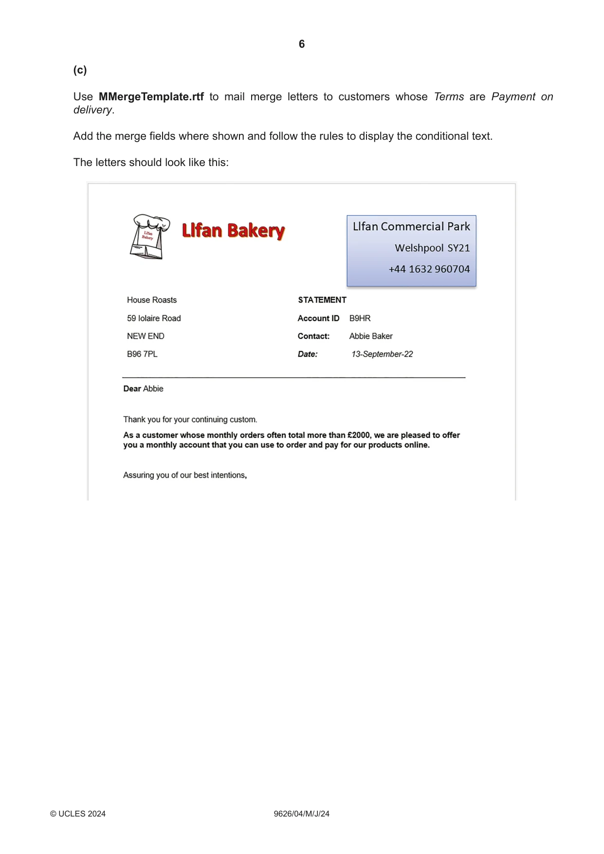 Cambridge A Level Information Technology (from 2017) 9626 2024 May/June Paper 4 · Variant 0 question paper, page 6 of 12