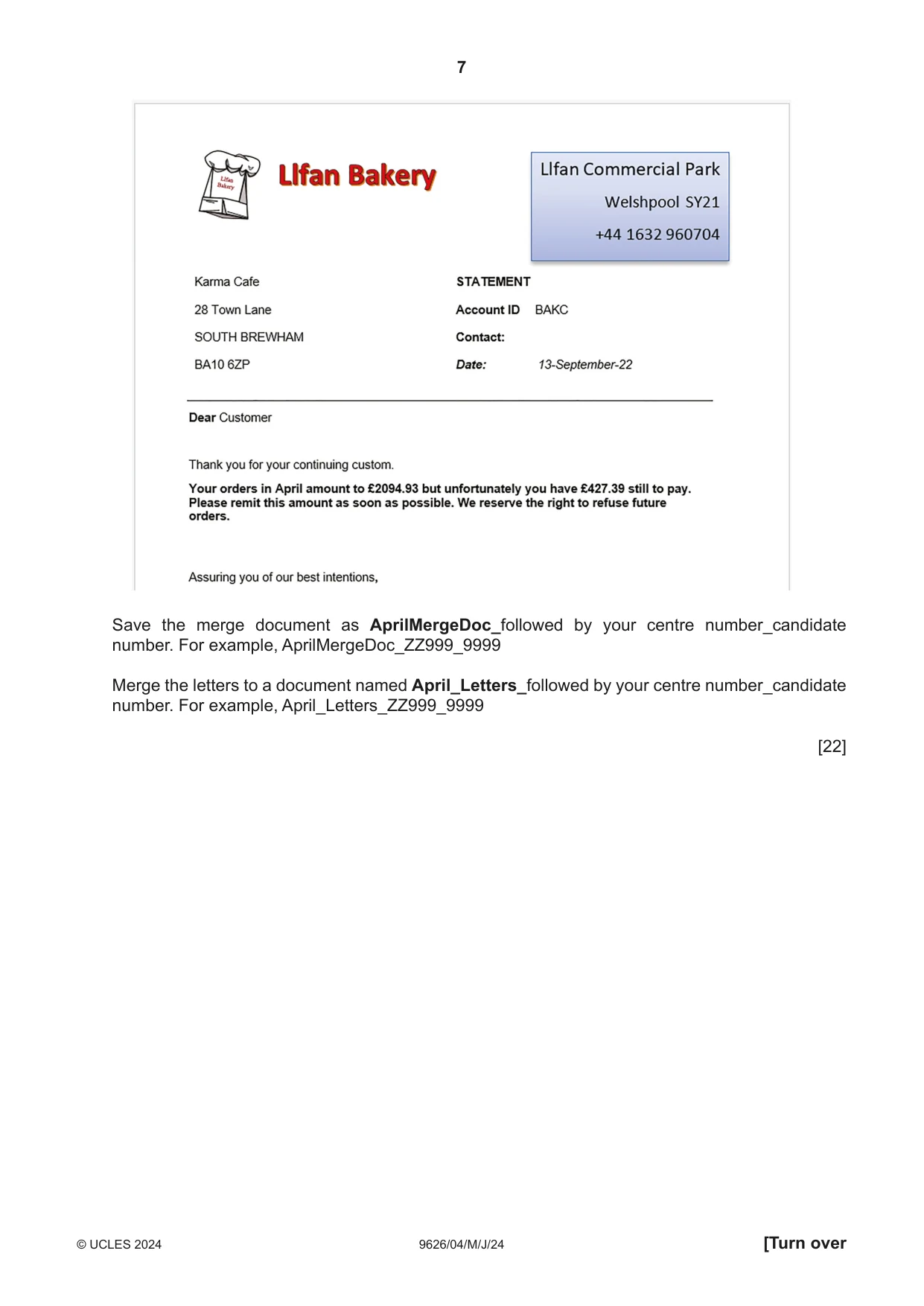 Cambridge A Level Information Technology (from 2017) 9626 2024 May/June Paper 4 · Variant 0 question paper, page 7 of 12
