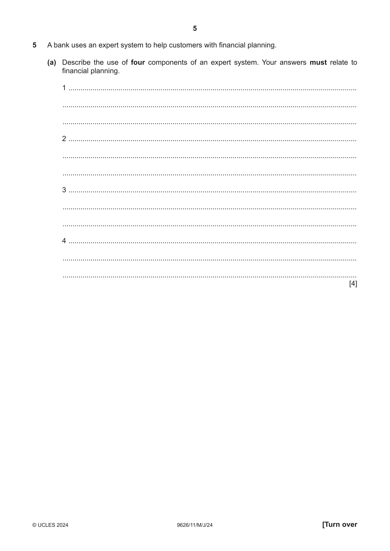 Cambridge A Level Information Technology (from 2017) 9626 2024 May/June Paper 1 · Variant 1 question paper, page 5 of 12