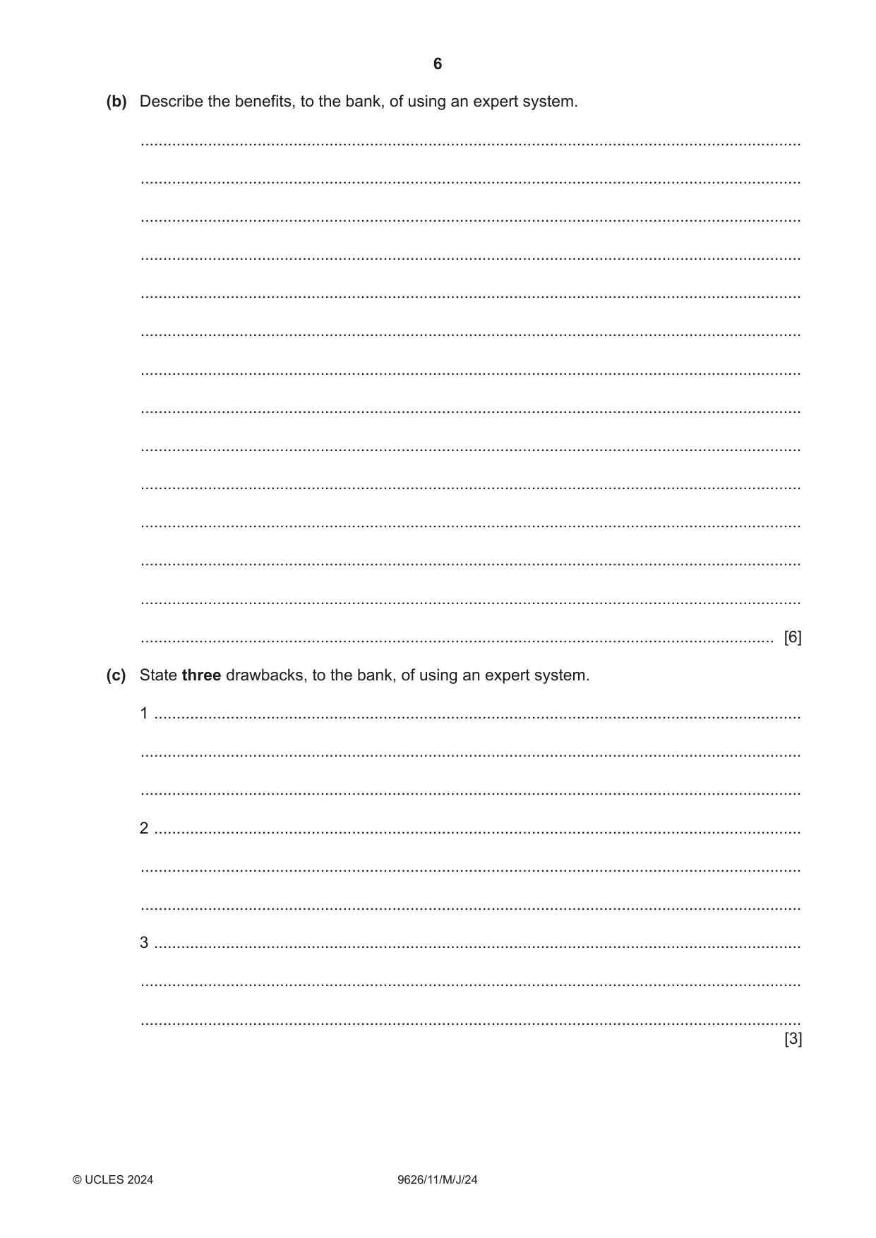 Cambridge A Level Information Technology (from 2017) 9626 2024 May/June Paper 1 · Variant 1 question paper, page 6 of 12