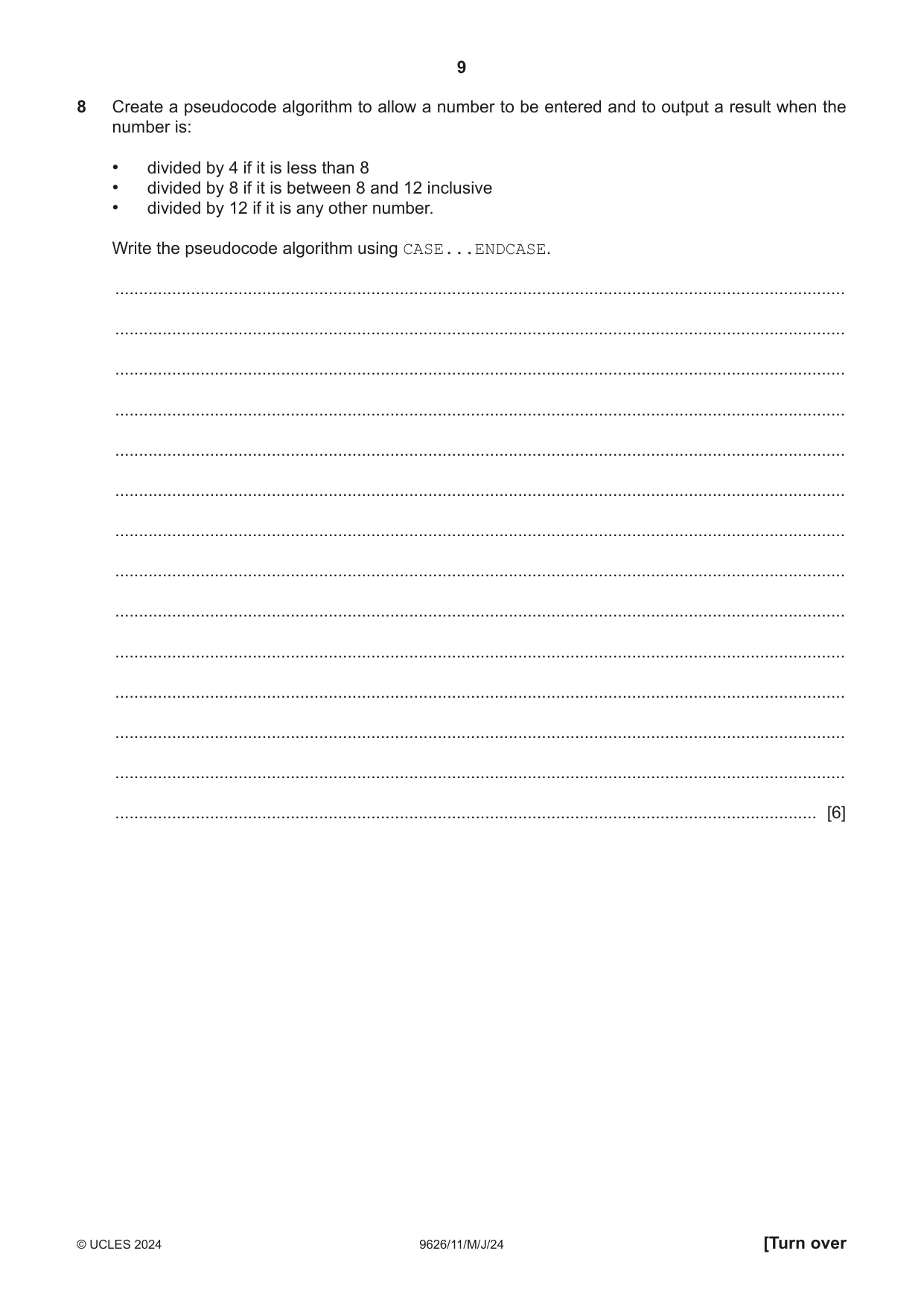 Cambridge A Level Information Technology (from 2017) 9626 2024 May/June Paper 1 · Variant 1 question paper, page 9 of 12