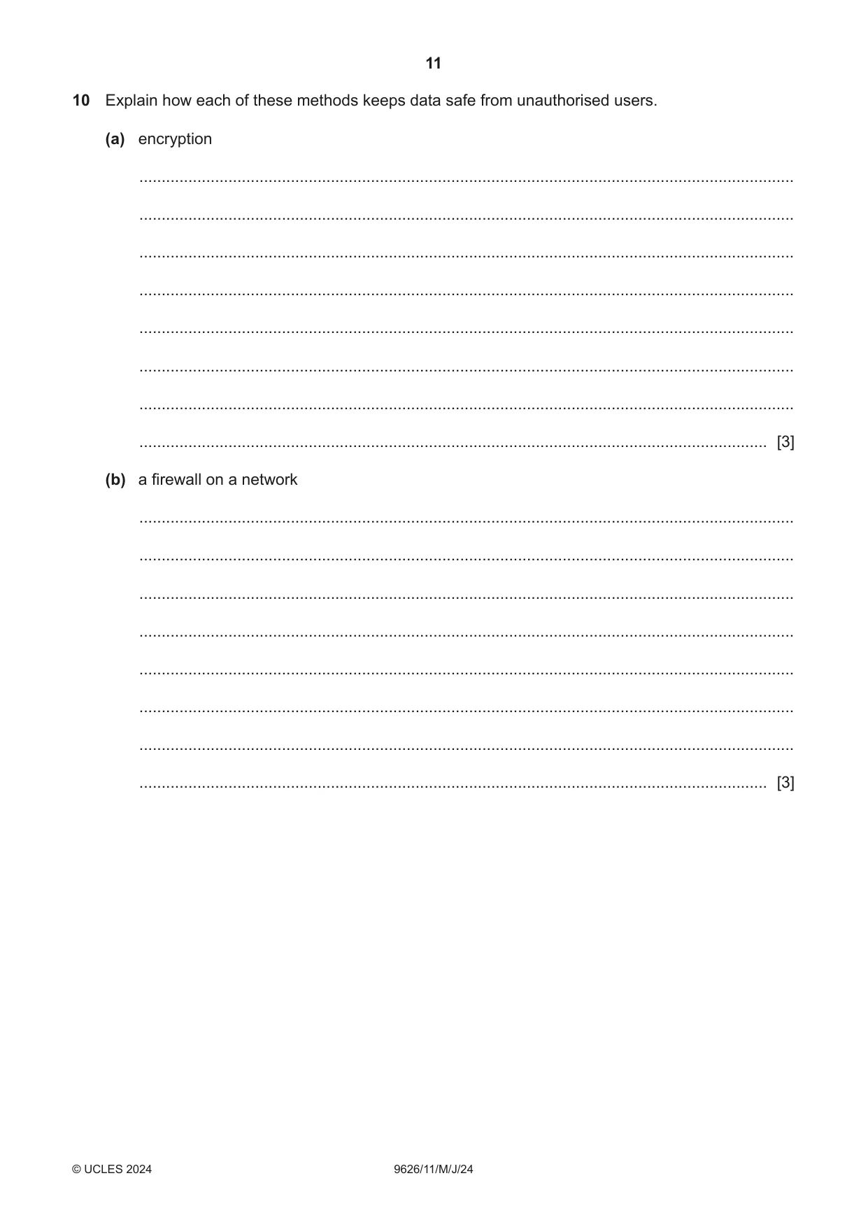 Cambridge A Level Information Technology (from 2017) 9626 2024 May/June Paper 1 · Variant 1 question paper, page 11 of 12