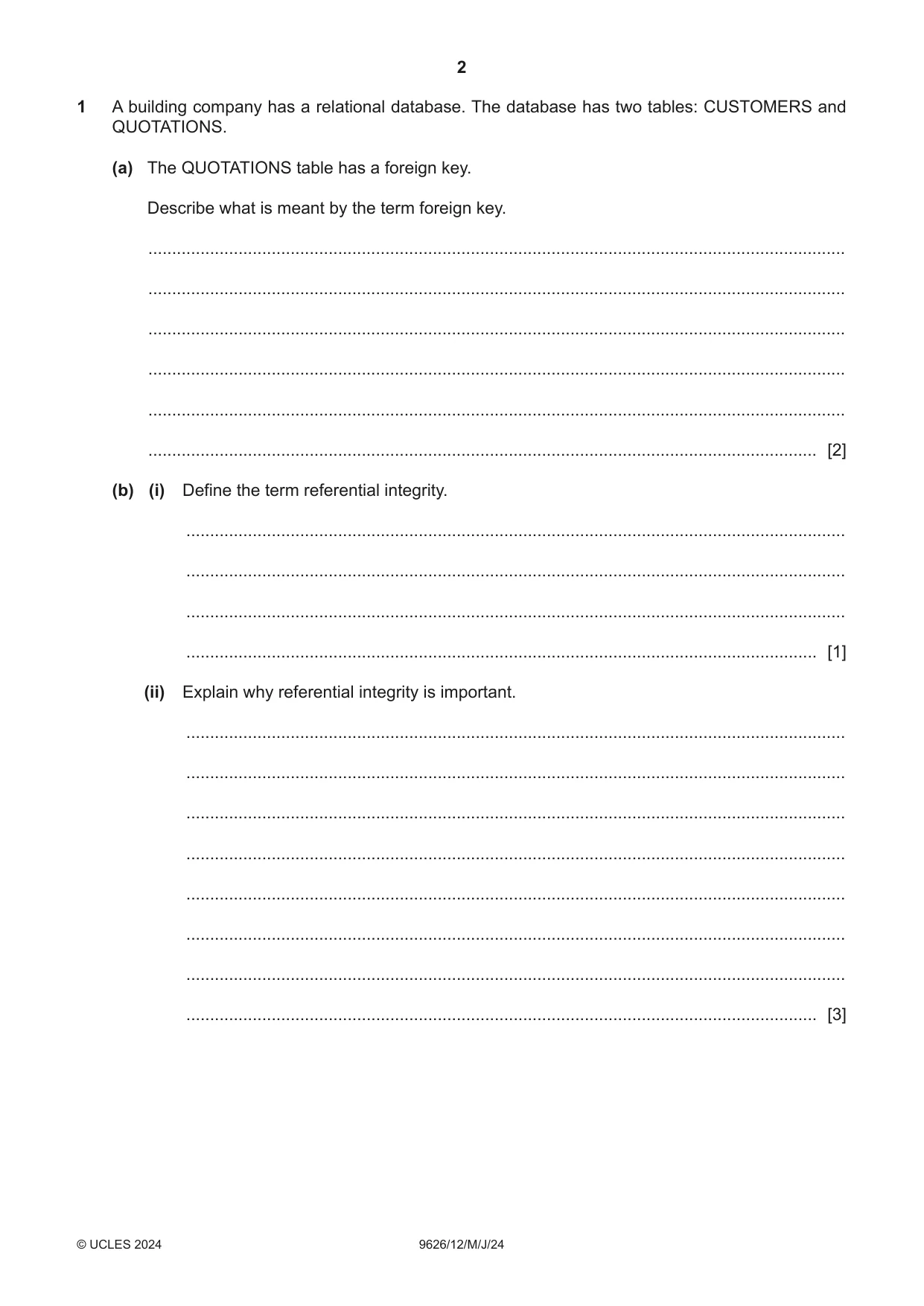 Cambridge A Level Information Technology (from 2017) 9626 2024 May/June Paper 1 · Variant 2 question paper, page 2 of 12
