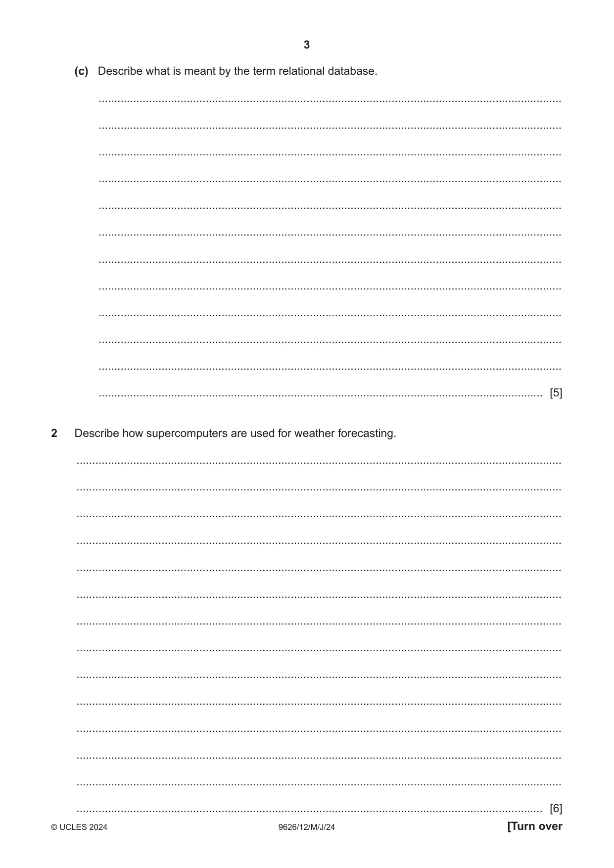 Cambridge A Level Information Technology (from 2017) 9626 2024 May/June Paper 1 · Variant 2 question paper, page 3 of 12