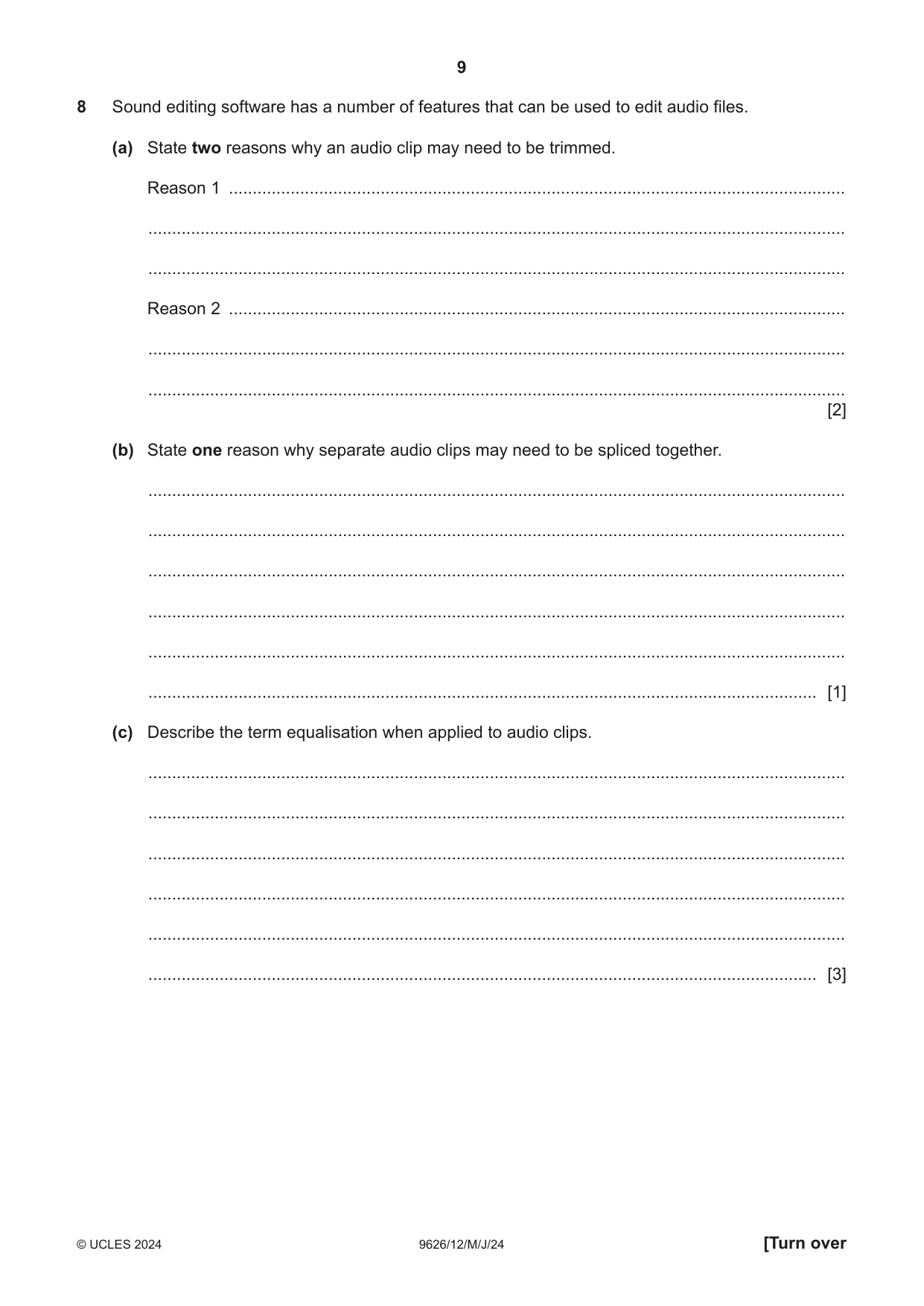 Cambridge A Level Information Technology (from 2017) 9626 2024 May/June Paper 1 · Variant 2 question paper, page 9 of 12