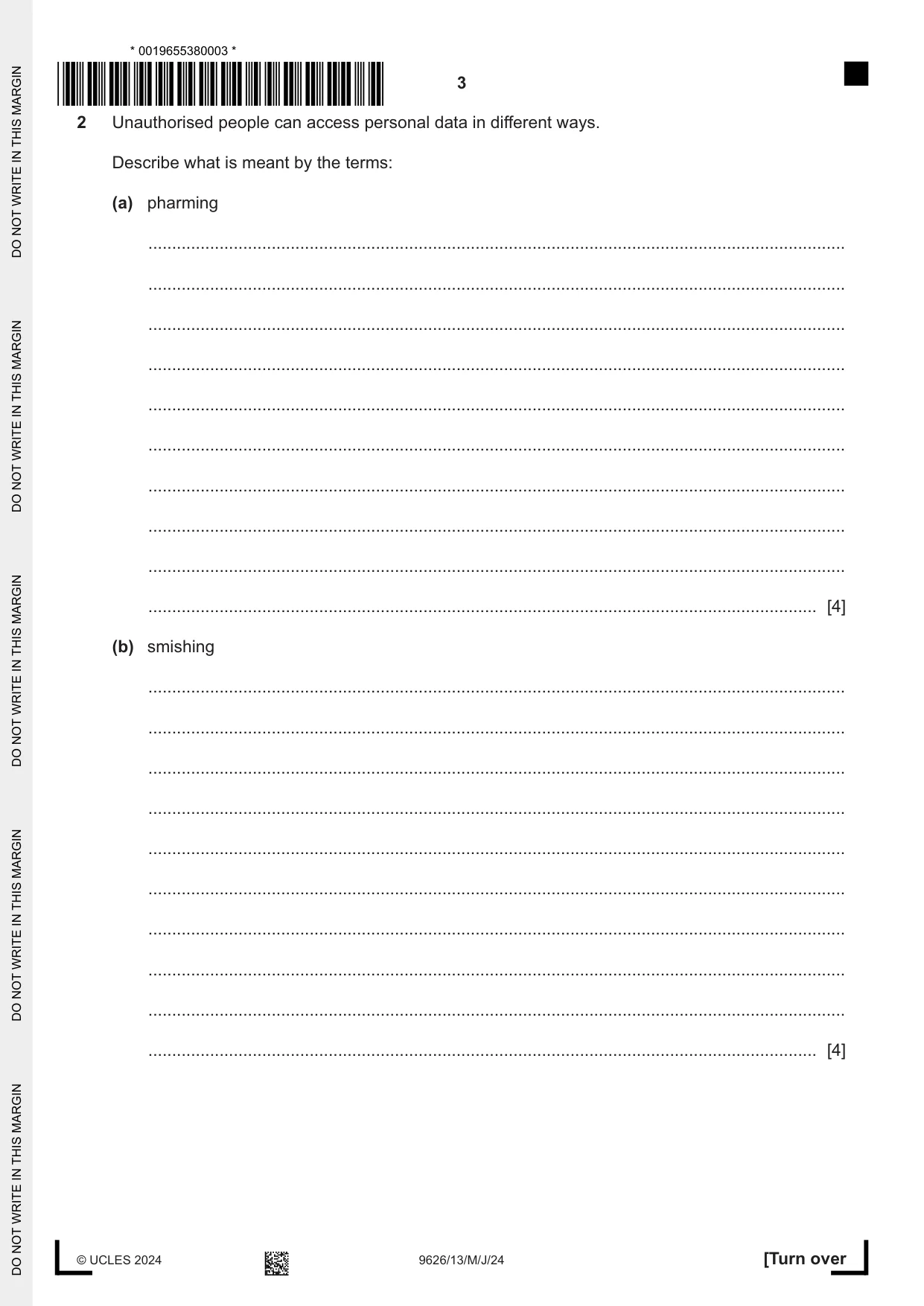 Cambridge A Level Information Technology (from 2017) 9626 2024 May/June Paper 1 · Variant 3 question paper, page 3 of 12