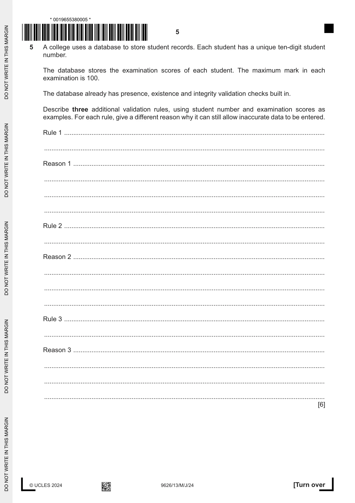 Cambridge A Level Information Technology (from 2017) 9626 2024 May/June Paper 1 · Variant 3 question paper, page 5 of 12