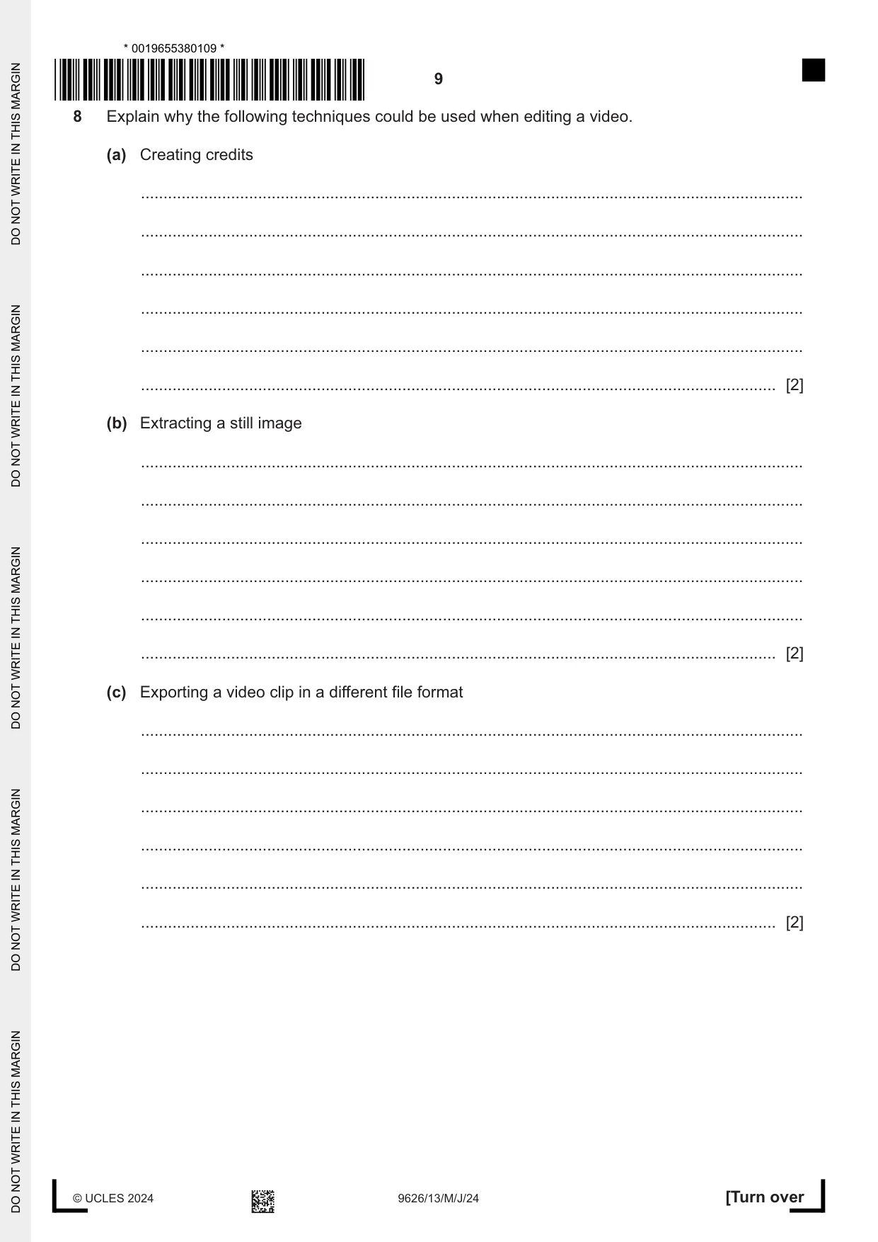 Cambridge A Level Information Technology (from 2017) 9626 2024 May/June Paper 1 · Variant 3 question paper, page 9 of 12