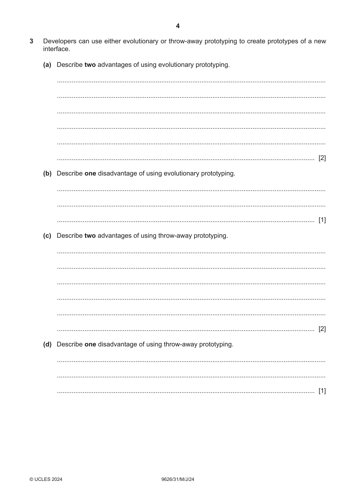 Cambridge A Level Information Technology (from 2017) 9626 2024 May/June Paper 3 · Variant 1 question paper, page 4 of 12