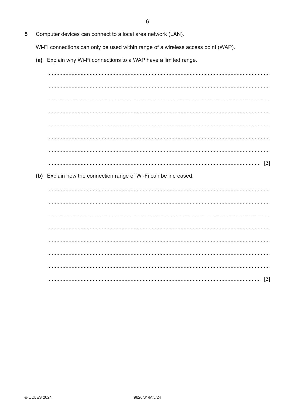 Cambridge A Level Information Technology (from 2017) 9626 2024 May/June Paper 3 · Variant 1 question paper, page 6 of 12