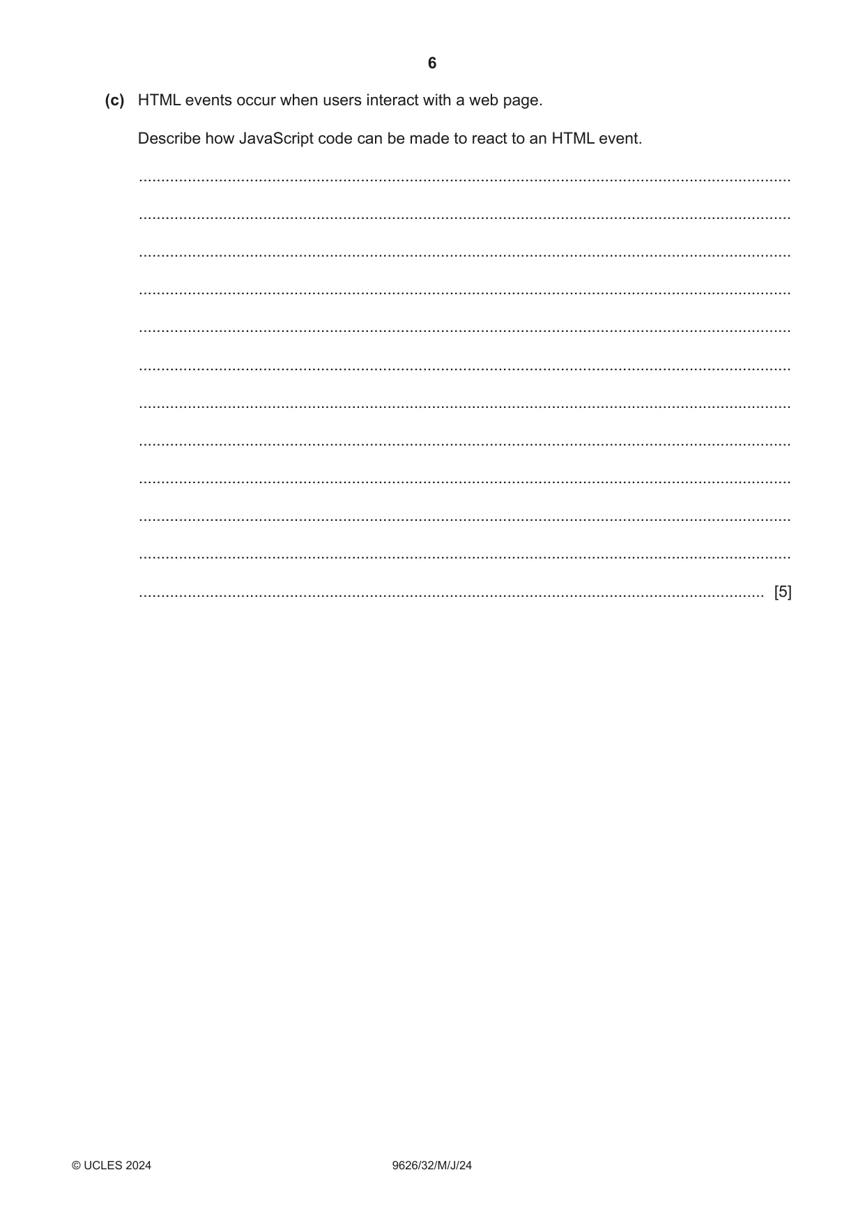 Cambridge A Level Information Technology (from 2017) 9626 2024 May/June Paper 3 · Variant 2 question paper, page 6 of 12