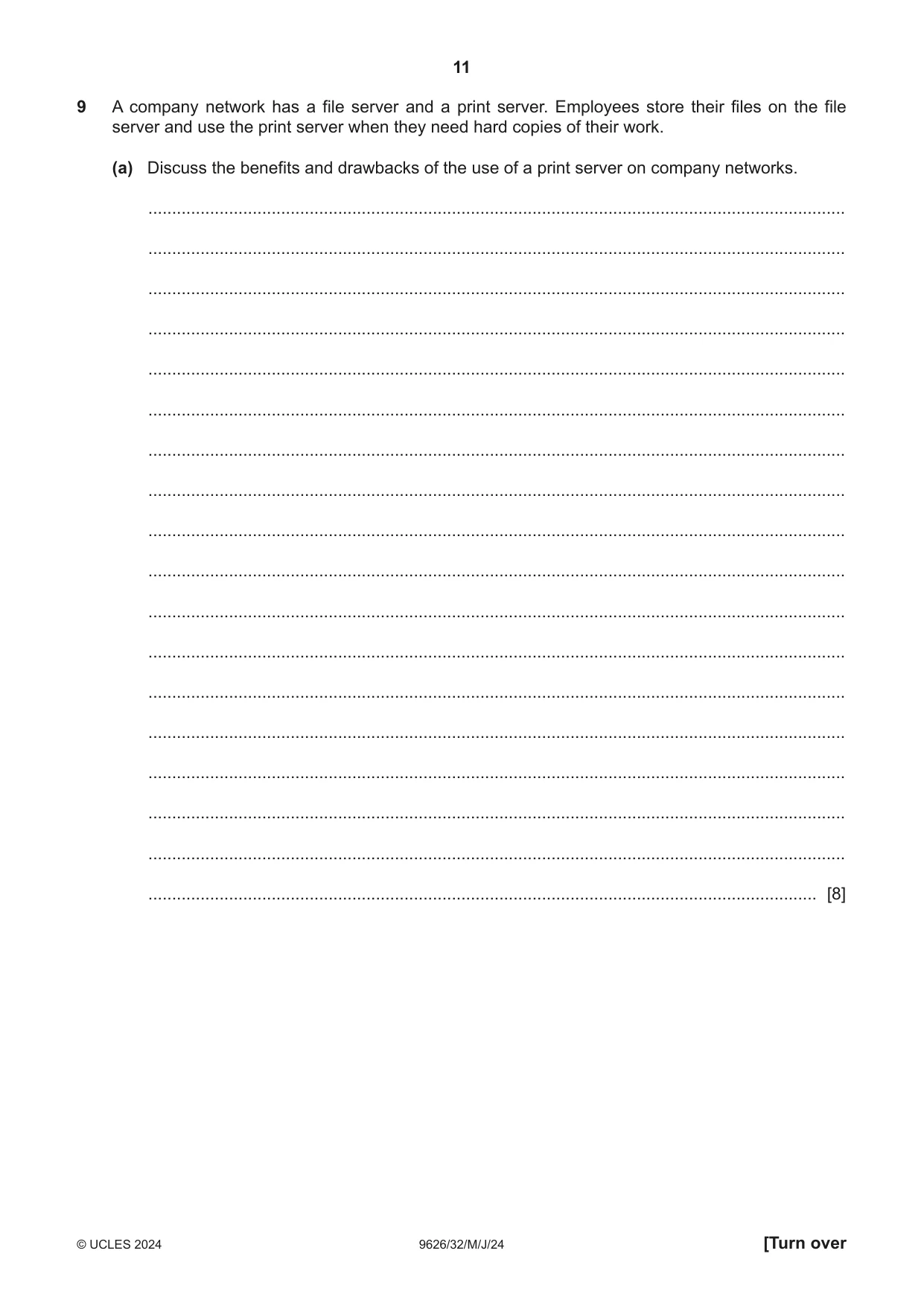 Cambridge A Level Information Technology (from 2017) 9626 2024 May/June Paper 3 · Variant 2 question paper, page 11 of 12