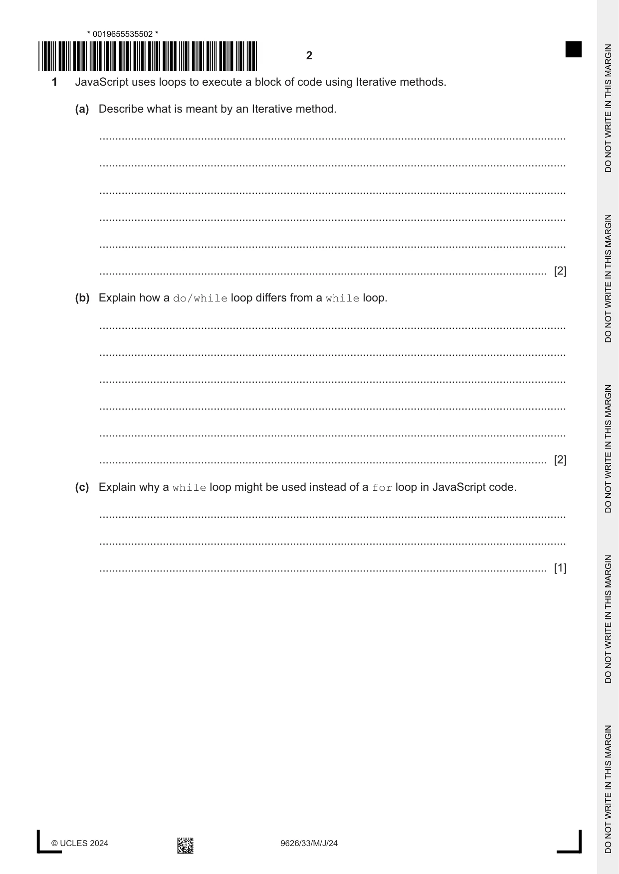 Cambridge A Level Information Technology (from 2017) 9626 2024 May/June Paper 3 · Variant 3 question paper, page 2 of 12