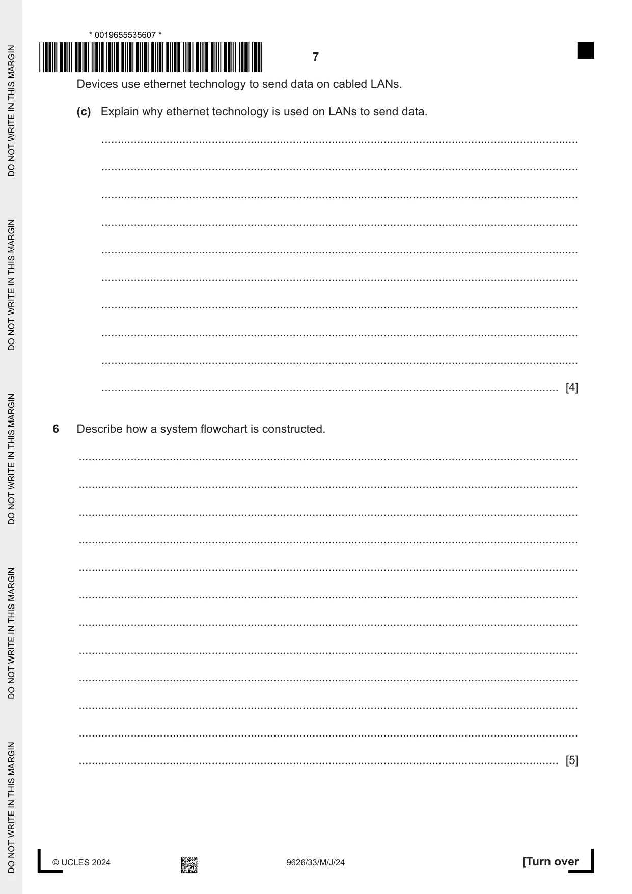 Cambridge A Level Information Technology (from 2017) 9626 2024 May/June Paper 3 · Variant 3 question paper, page 7 of 12