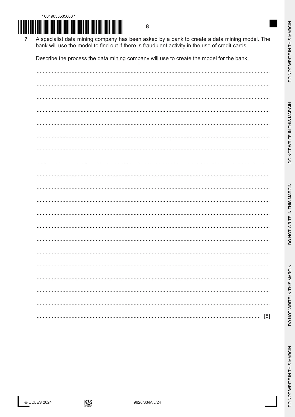 Cambridge A Level Information Technology (from 2017) 9626 2024 May/June Paper 3 · Variant 3 question paper, page 8 of 12