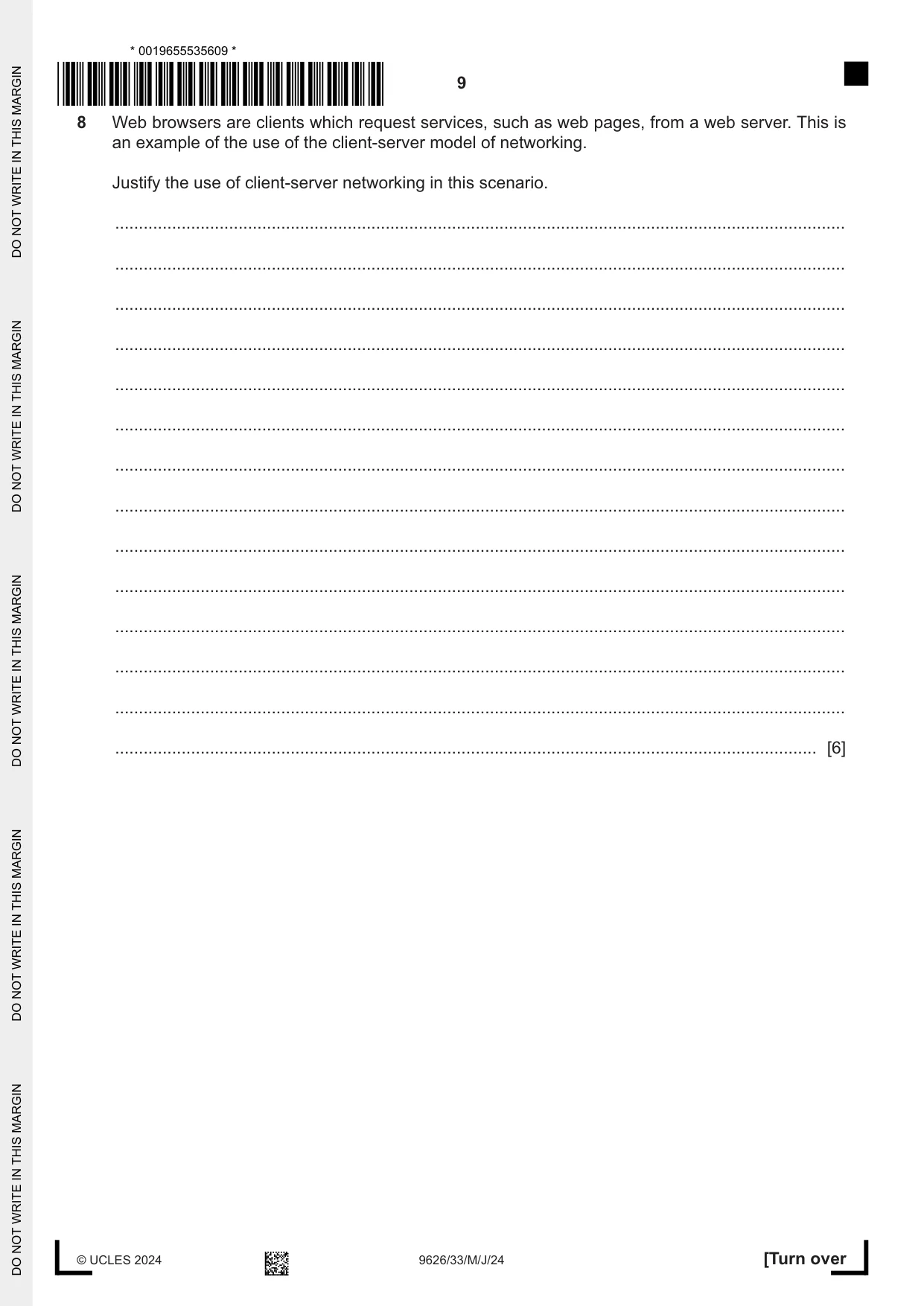 Cambridge A Level Information Technology (from 2017) 9626 2024 May/June Paper 3 · Variant 3 question paper, page 9 of 12