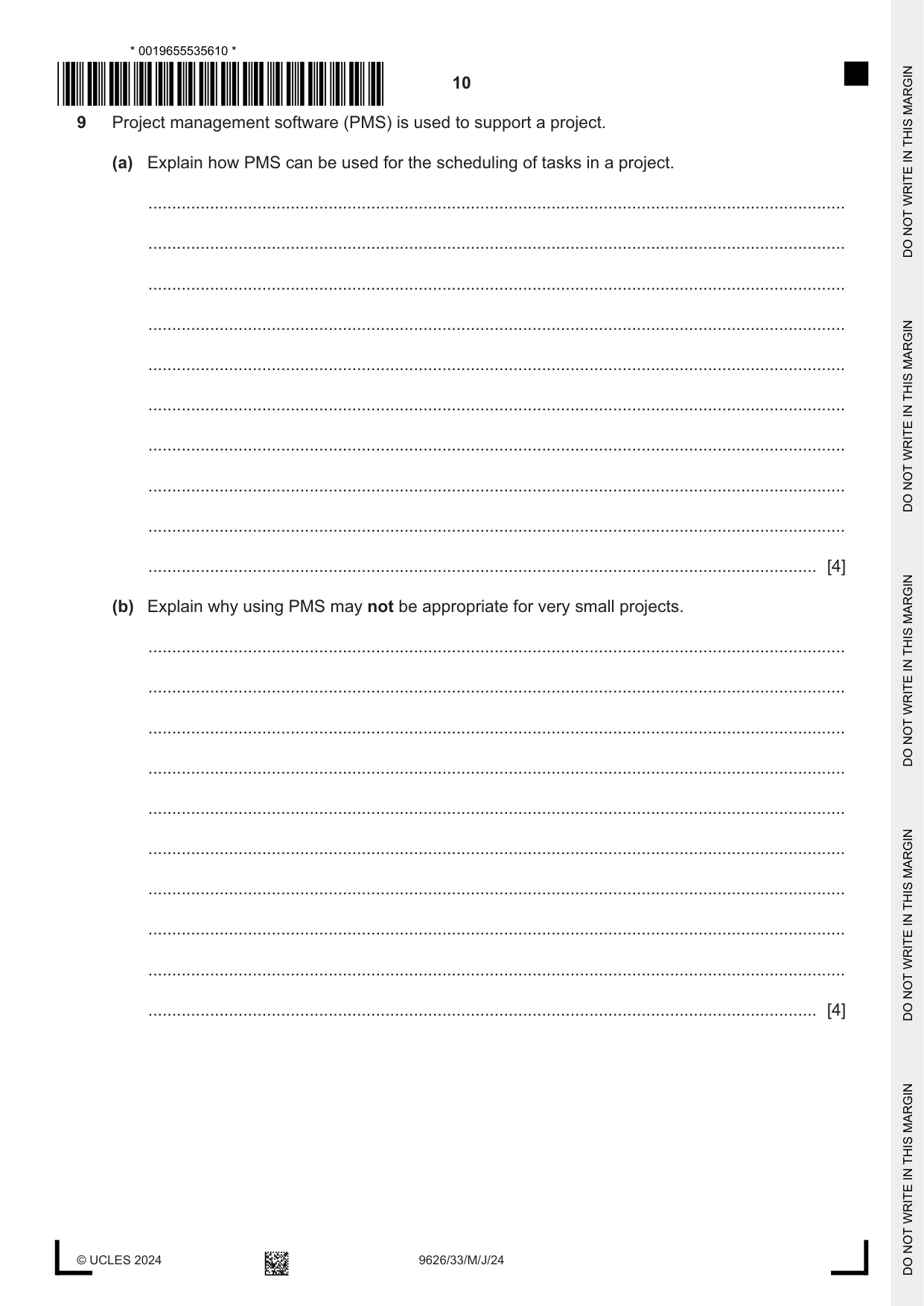 Cambridge A Level Information Technology (from 2017) 9626 2024 May/June Paper 3 · Variant 3 question paper, page 10 of 12