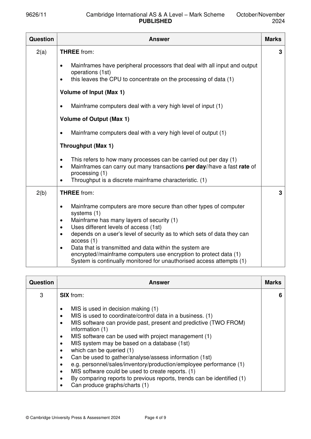 Mark scheme, page 4 of 9