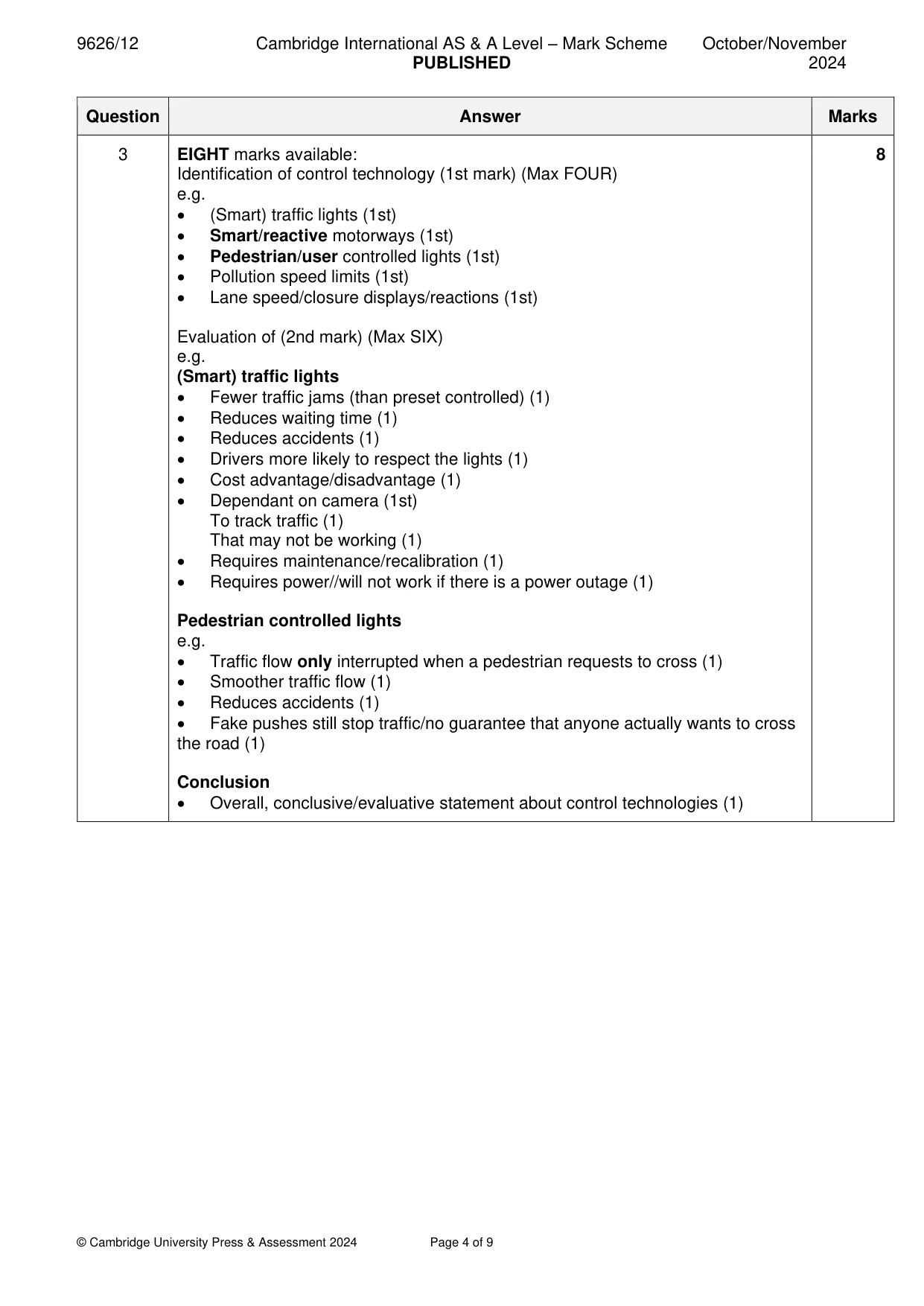 Mark scheme, page 4 of 9
