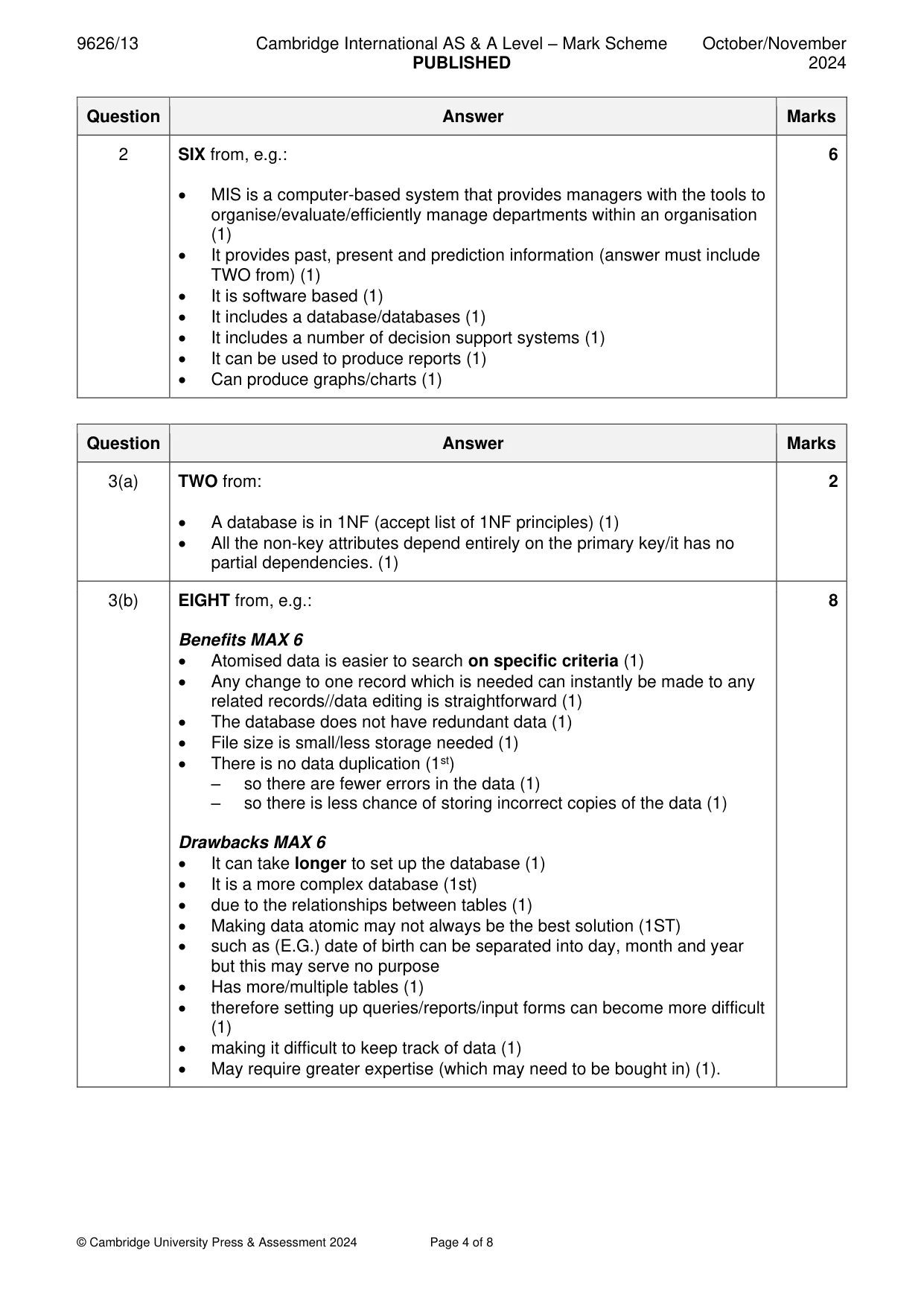 Mark scheme, page 4 of 8