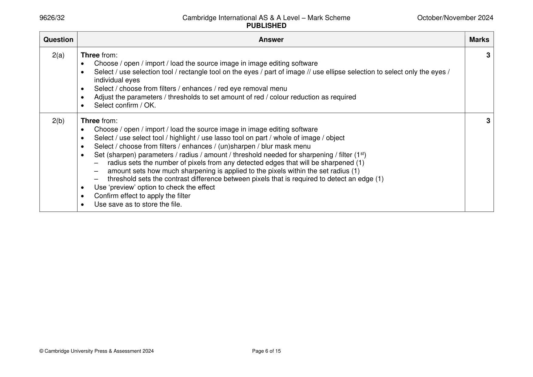 Mark scheme, page 6 of 15
